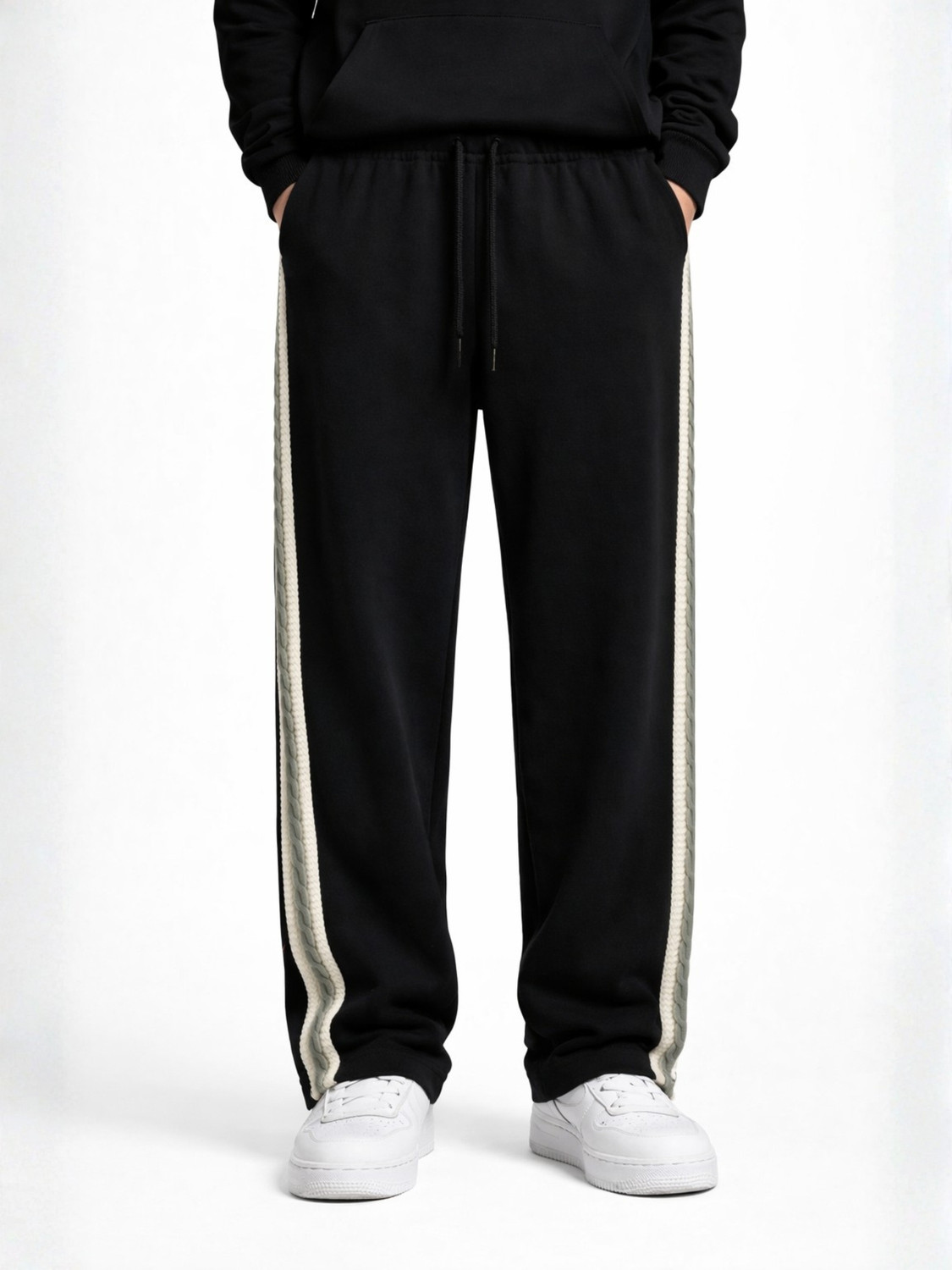 Image of MANIAC Colorblock Men Black Track Pants