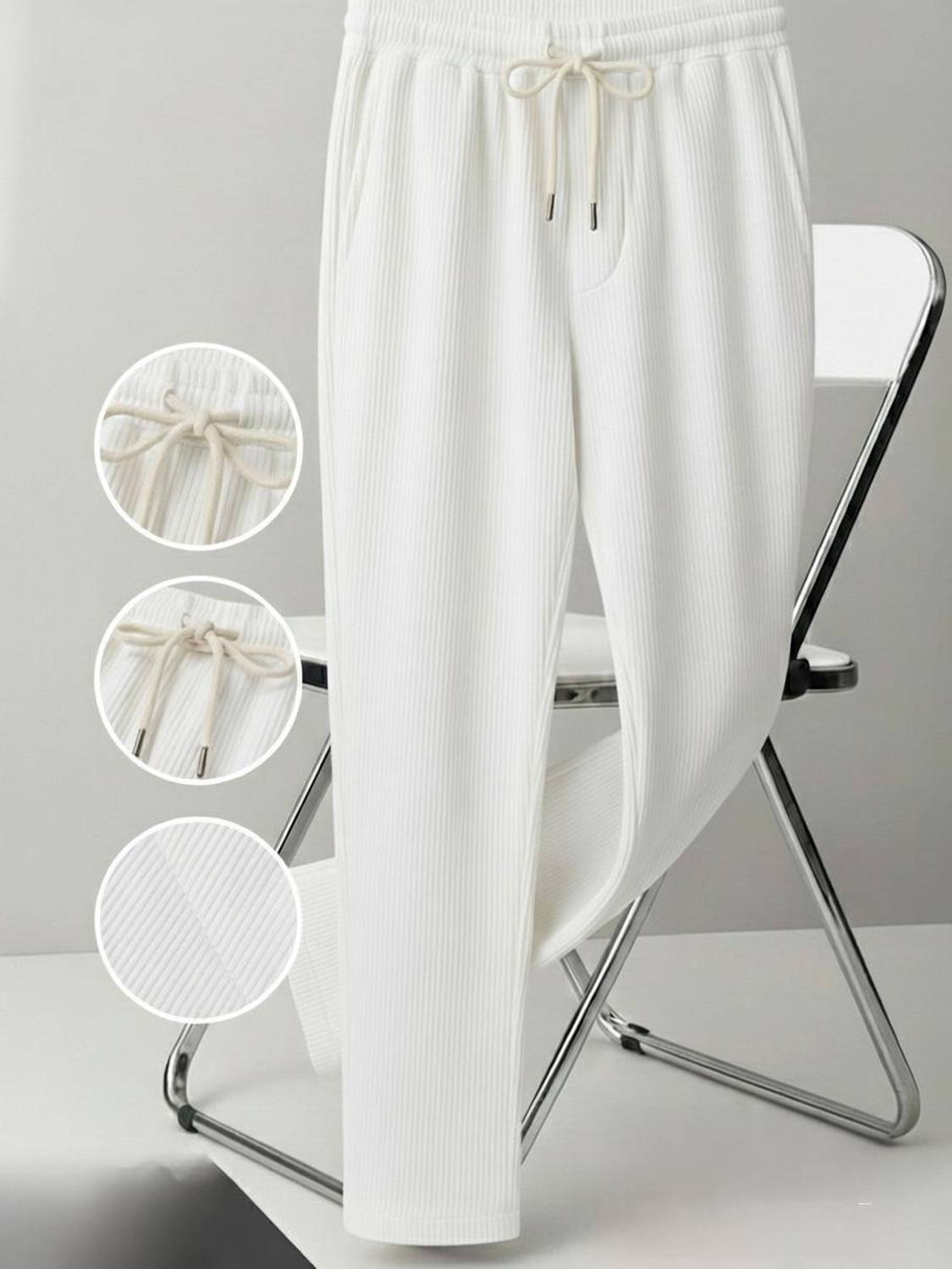 MODESHIFT Men White Track Pants - Image 1