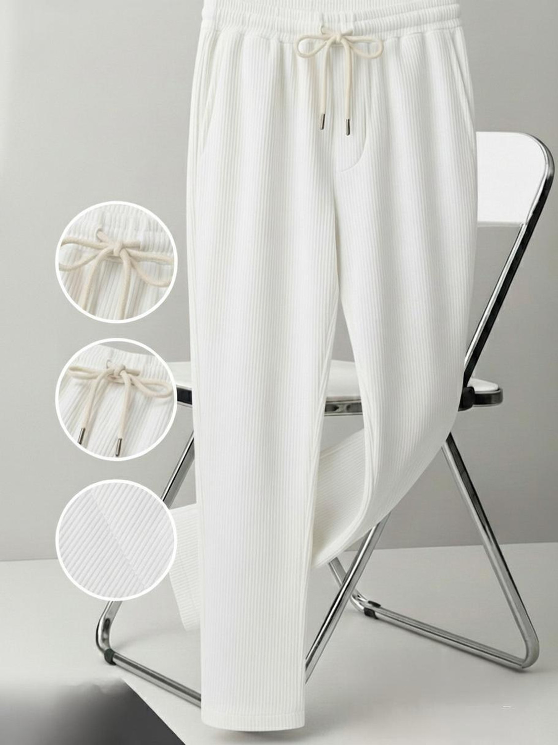 Image of MODESHIFT Solid Men White Track Pants