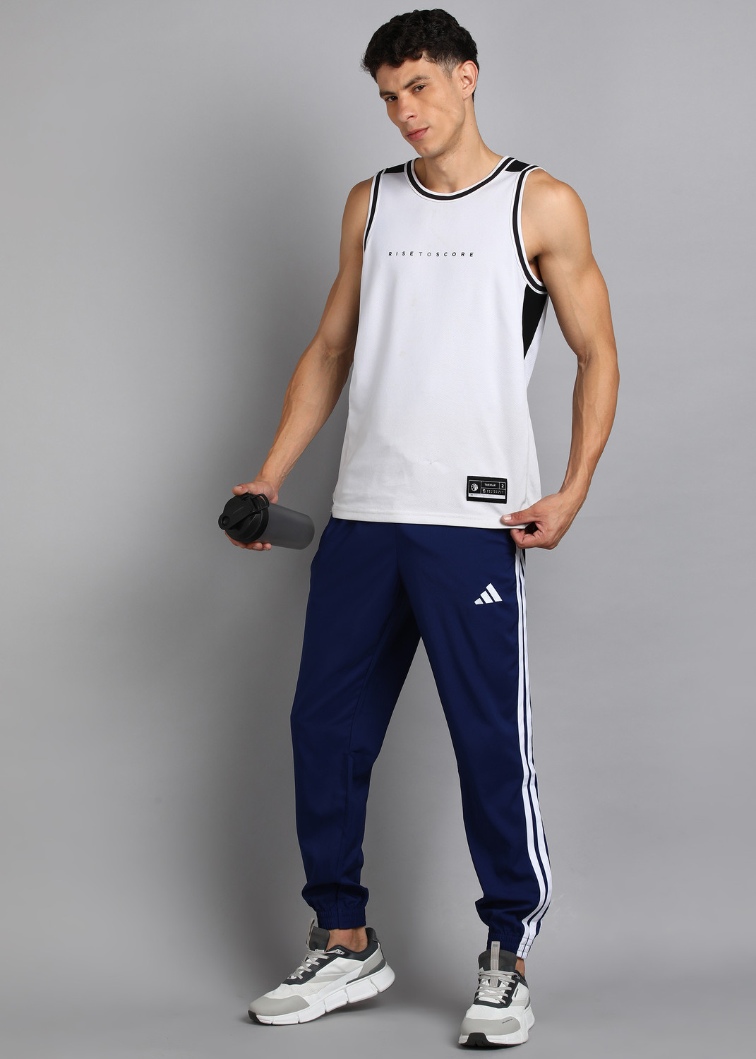 Image of ADIDAS Men Striped Blue Track Pants