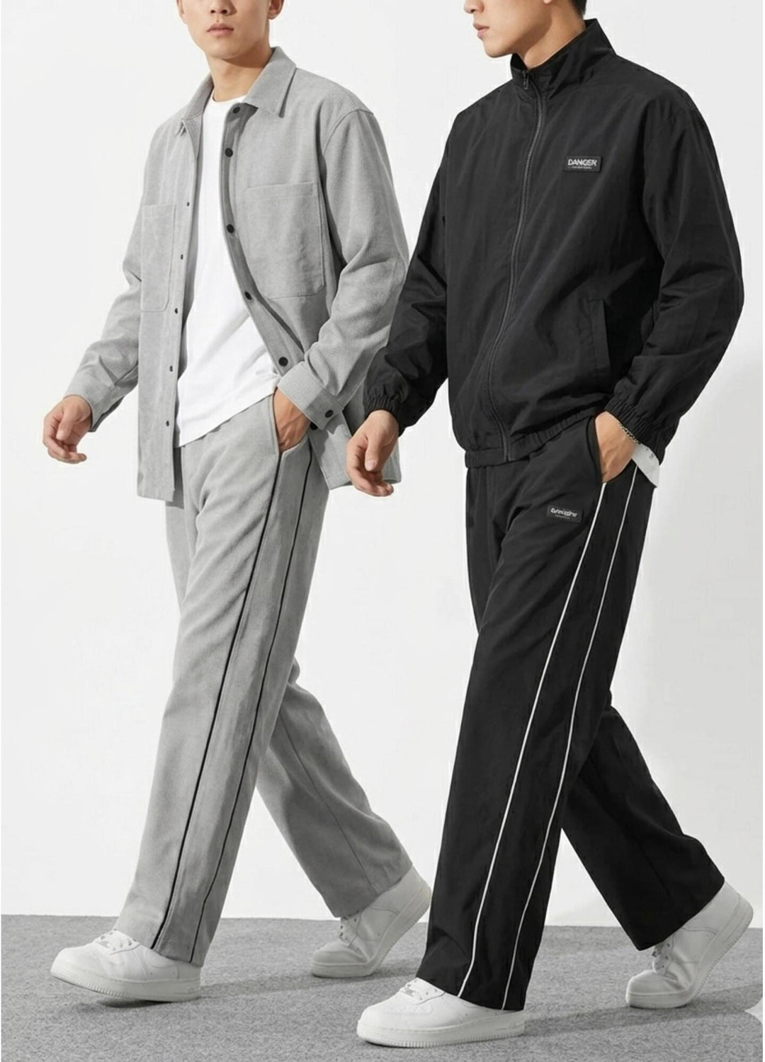Image of Blacktail Striped Men Black, Grey Track Pants