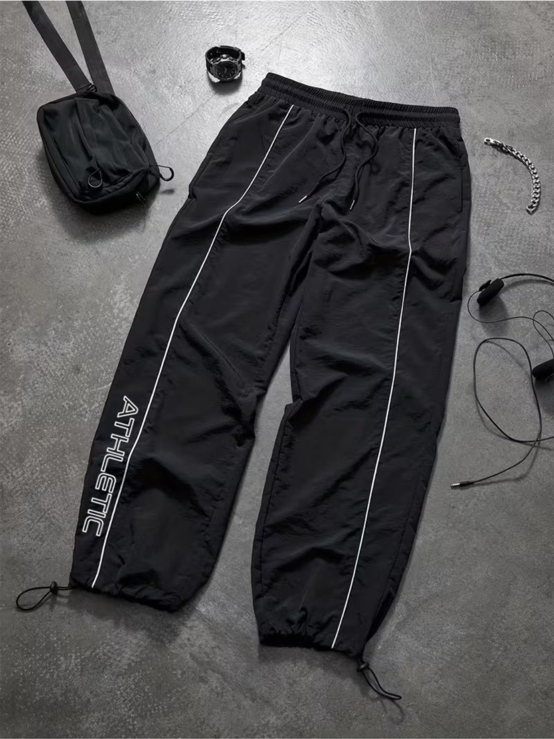 Image of Povaxpo Printed Men Black Track Pants