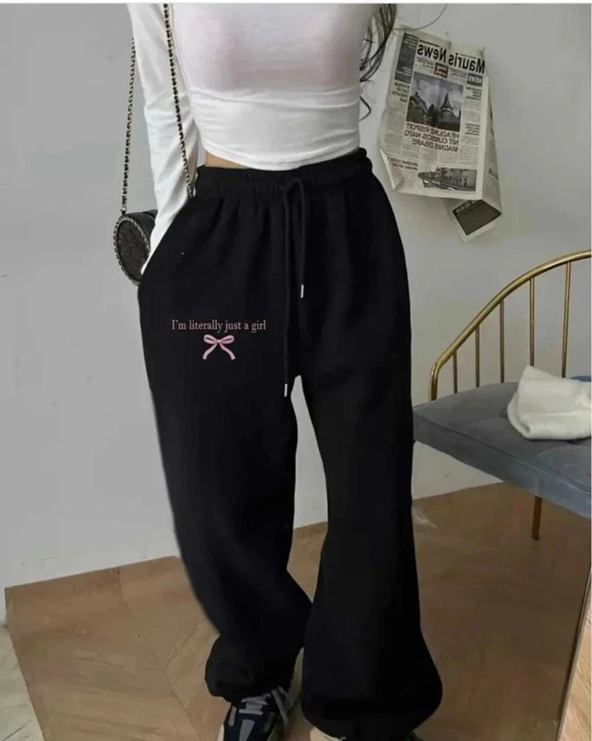 Image of Lveorch Printed Women Black Track Pants