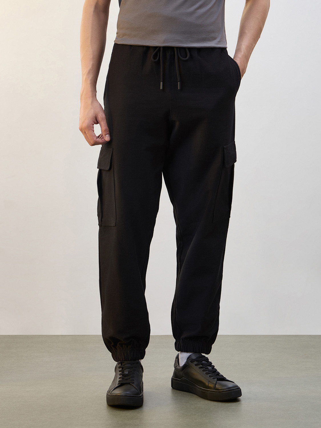 Image of NOBERO Solid Men Black Track Pants