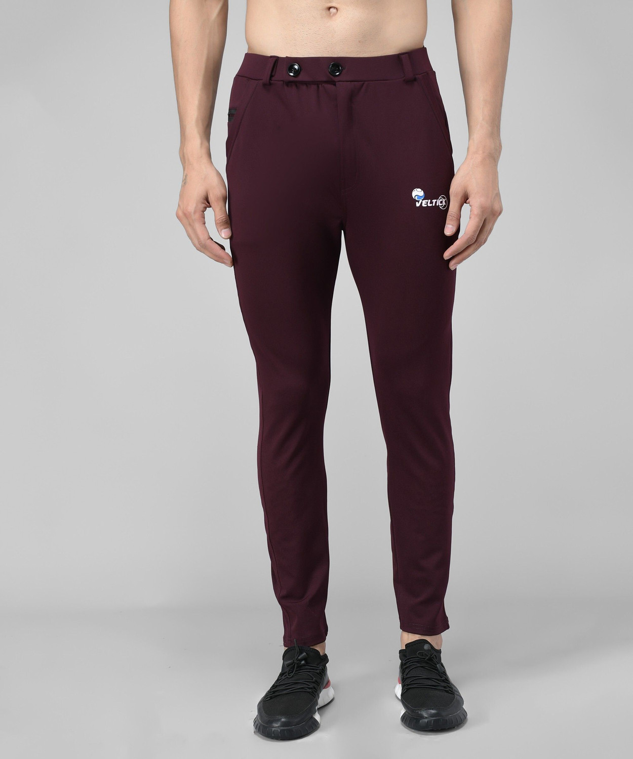Image of Veltick Solid Men Maroon Track Pants