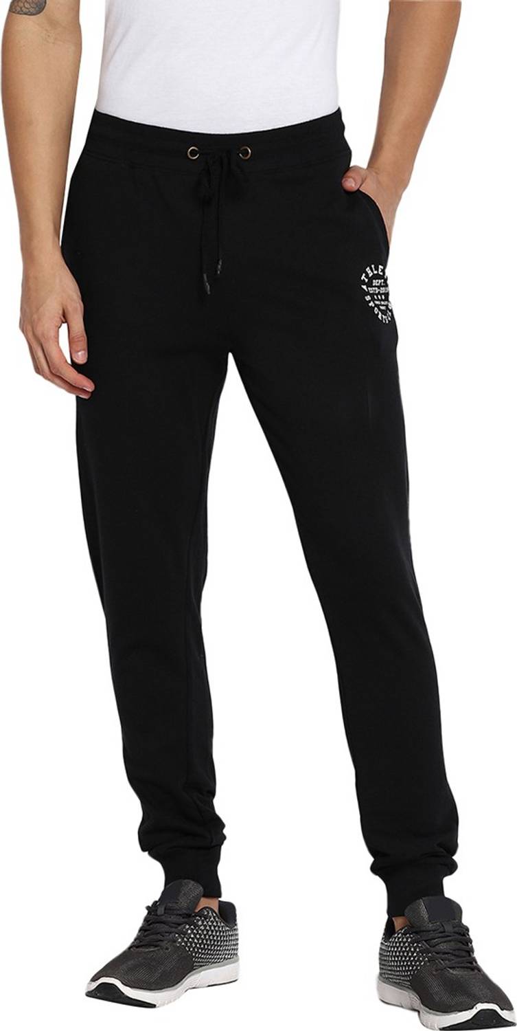 abof by Aditya Birla Solid Men Black Track Pants