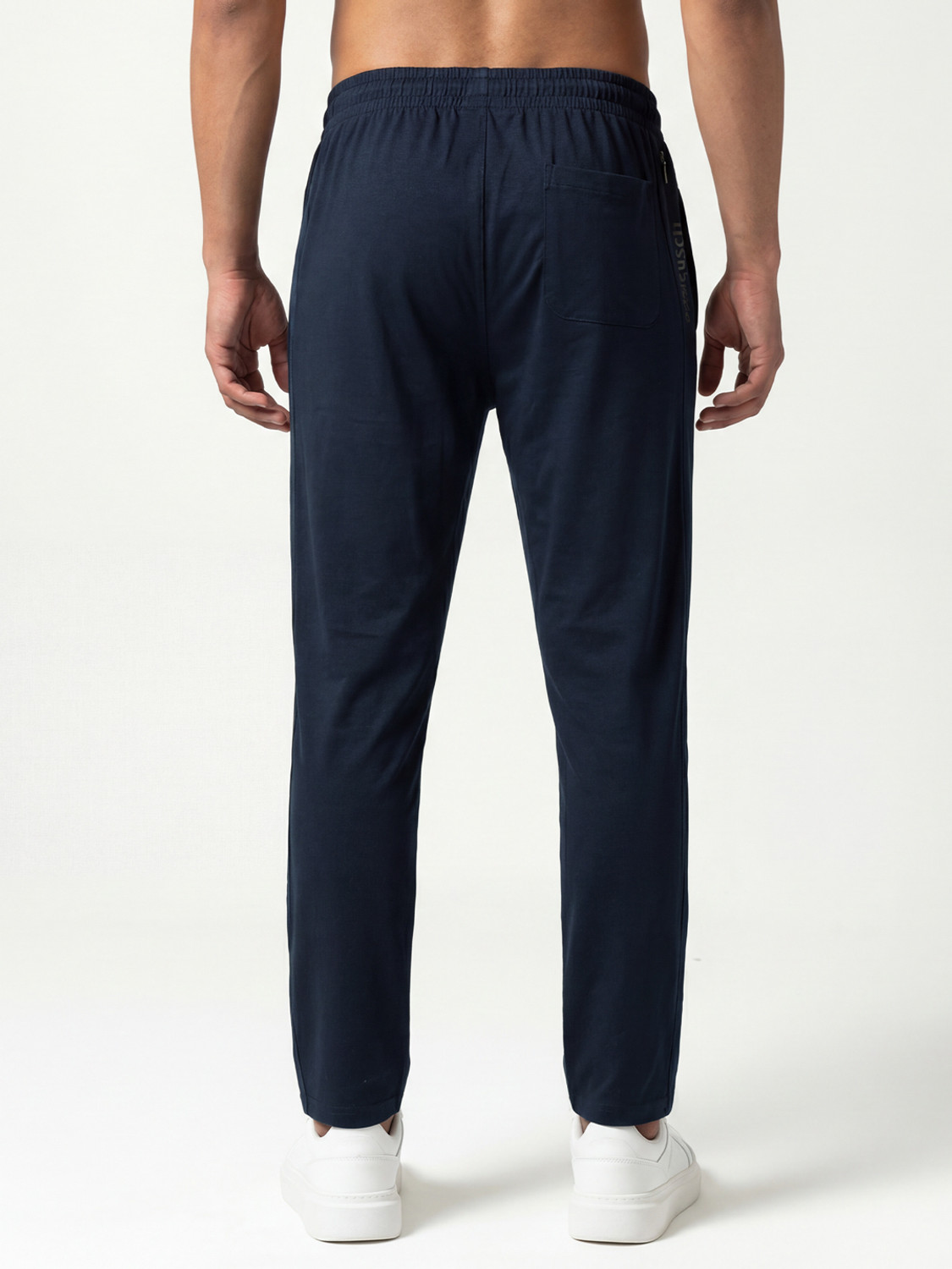 Image of Damensch Solid Men Dark Blue Track Pants