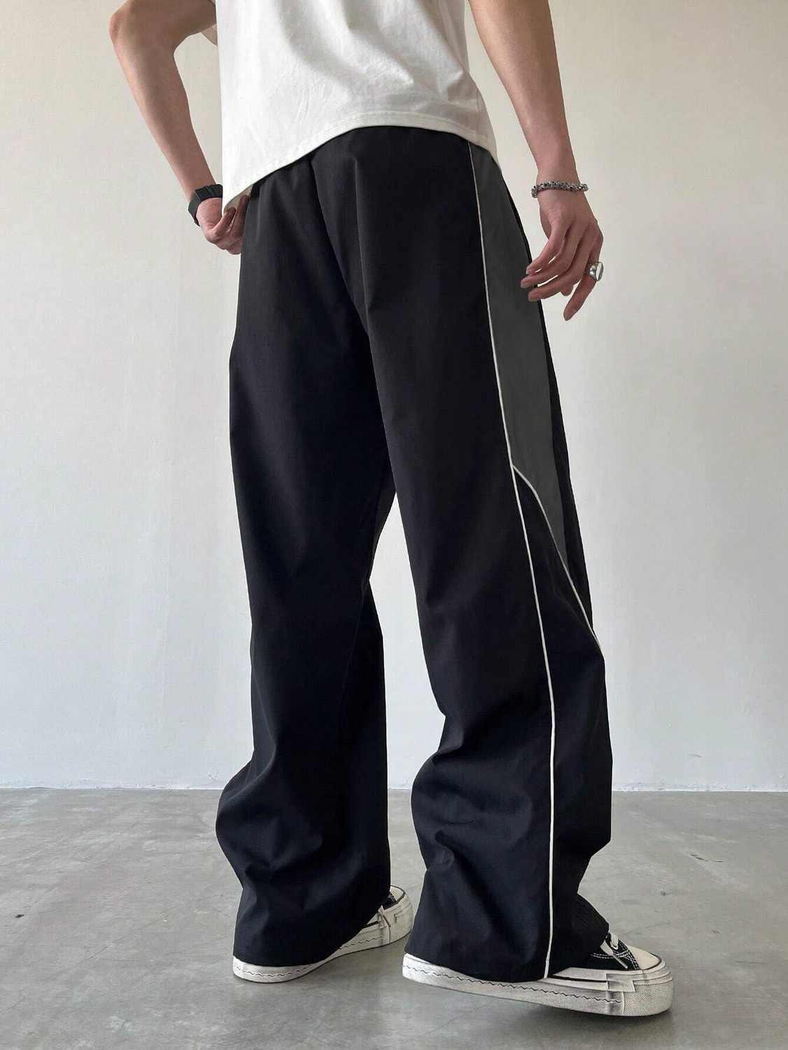 Image of The Modern Soul Self Design Men Black Track Pants