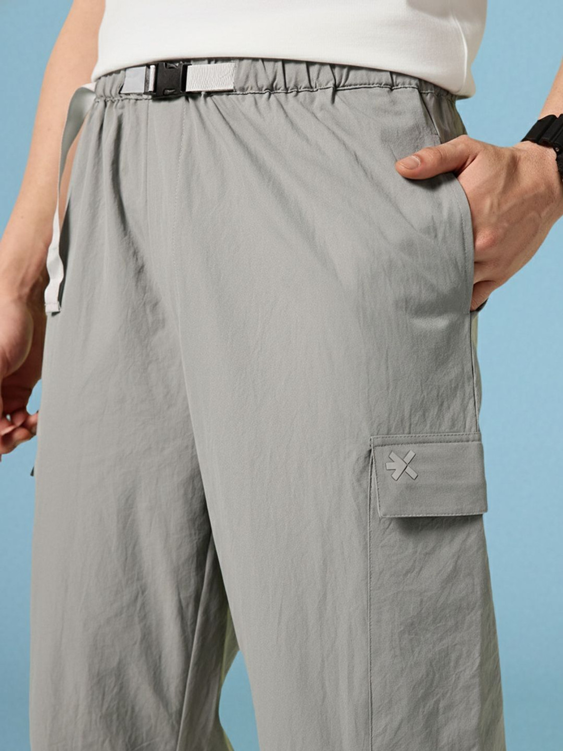 Image of HRX by Hrithik Roshan Solid Men Grey Track Pants