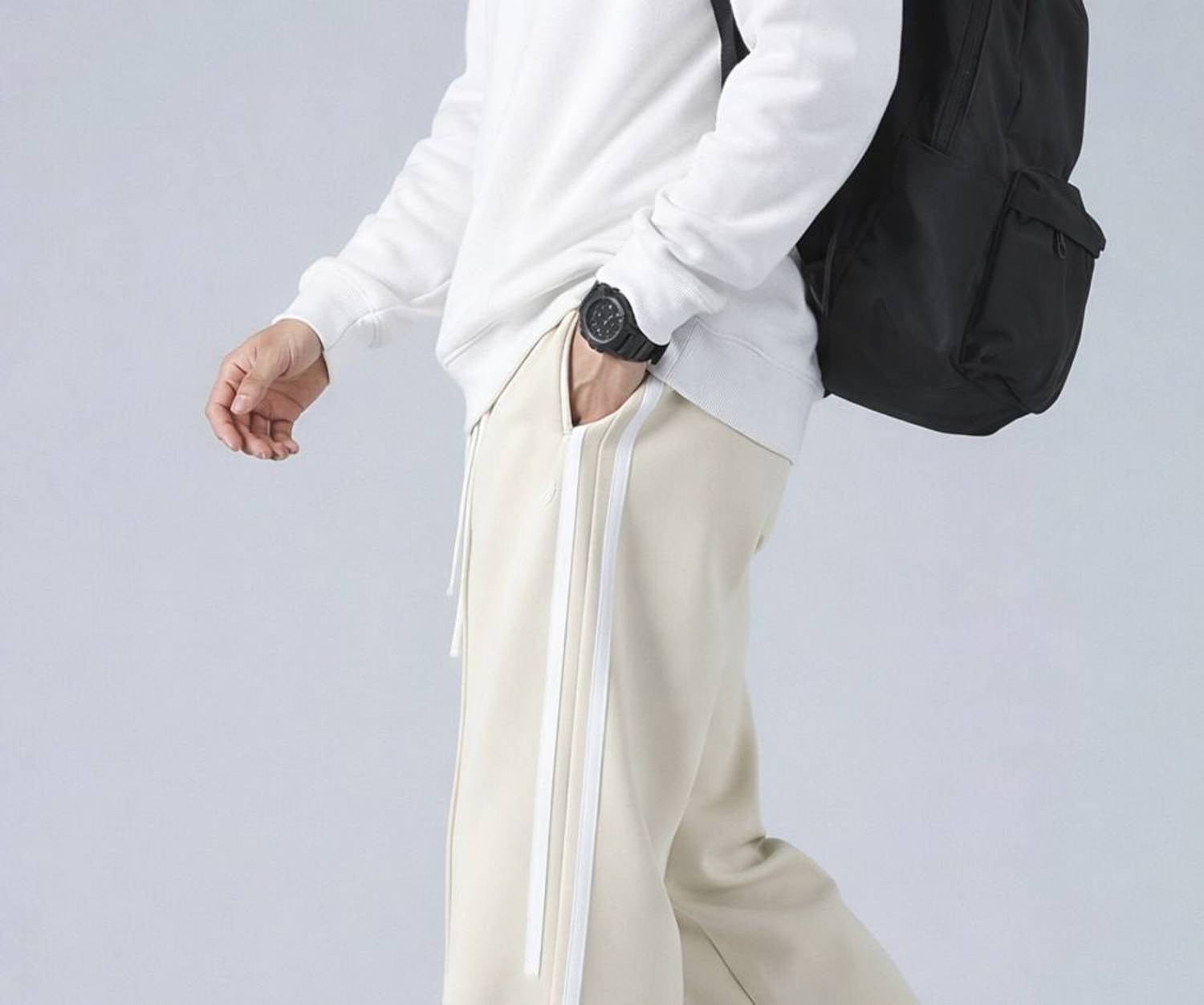 NFTrenzify Beige Striped Men Track Pants - Image 4