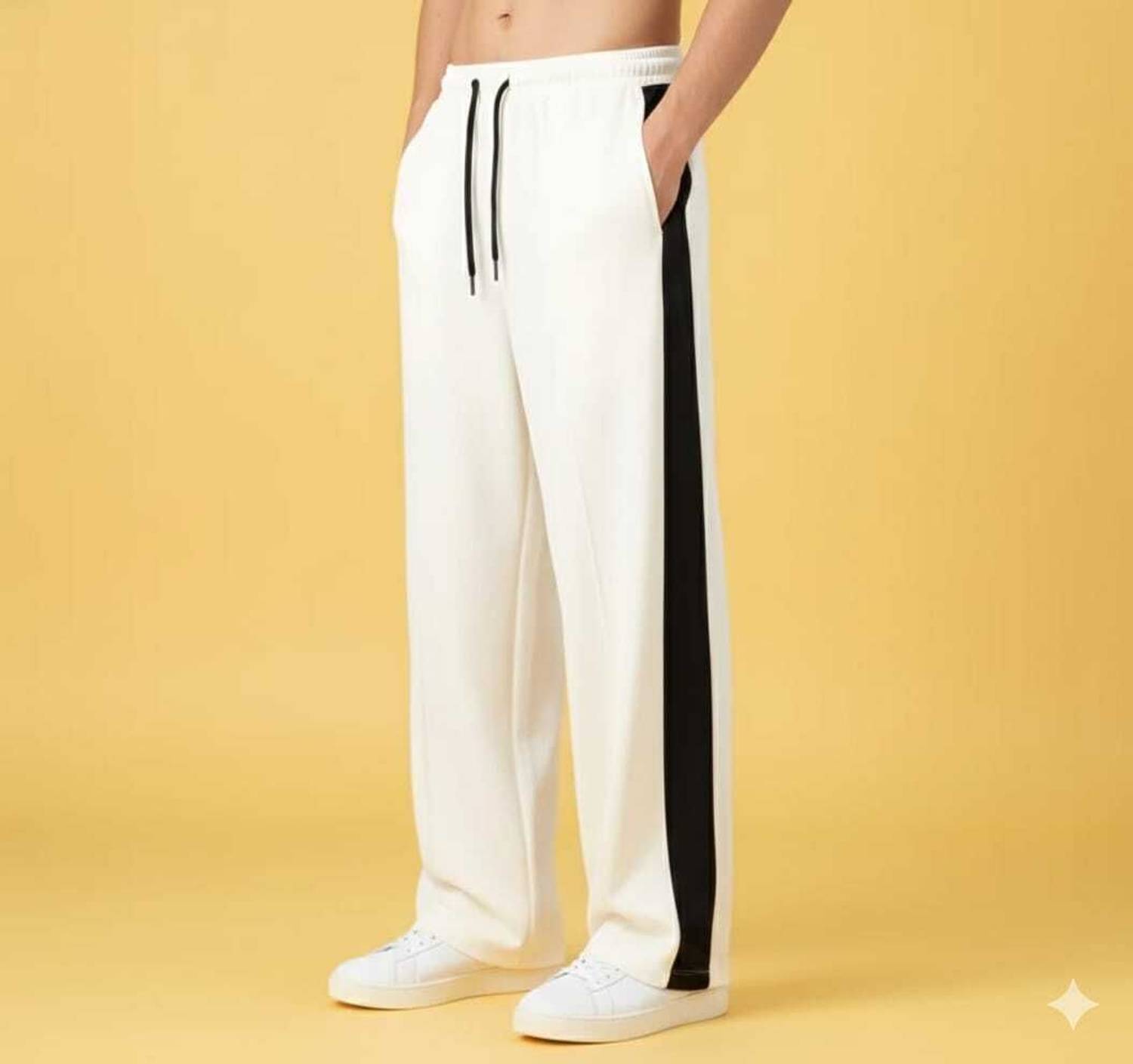 OVERCHASE Pack of 2 Men Striped Track Pants (White, Black) - Image 5