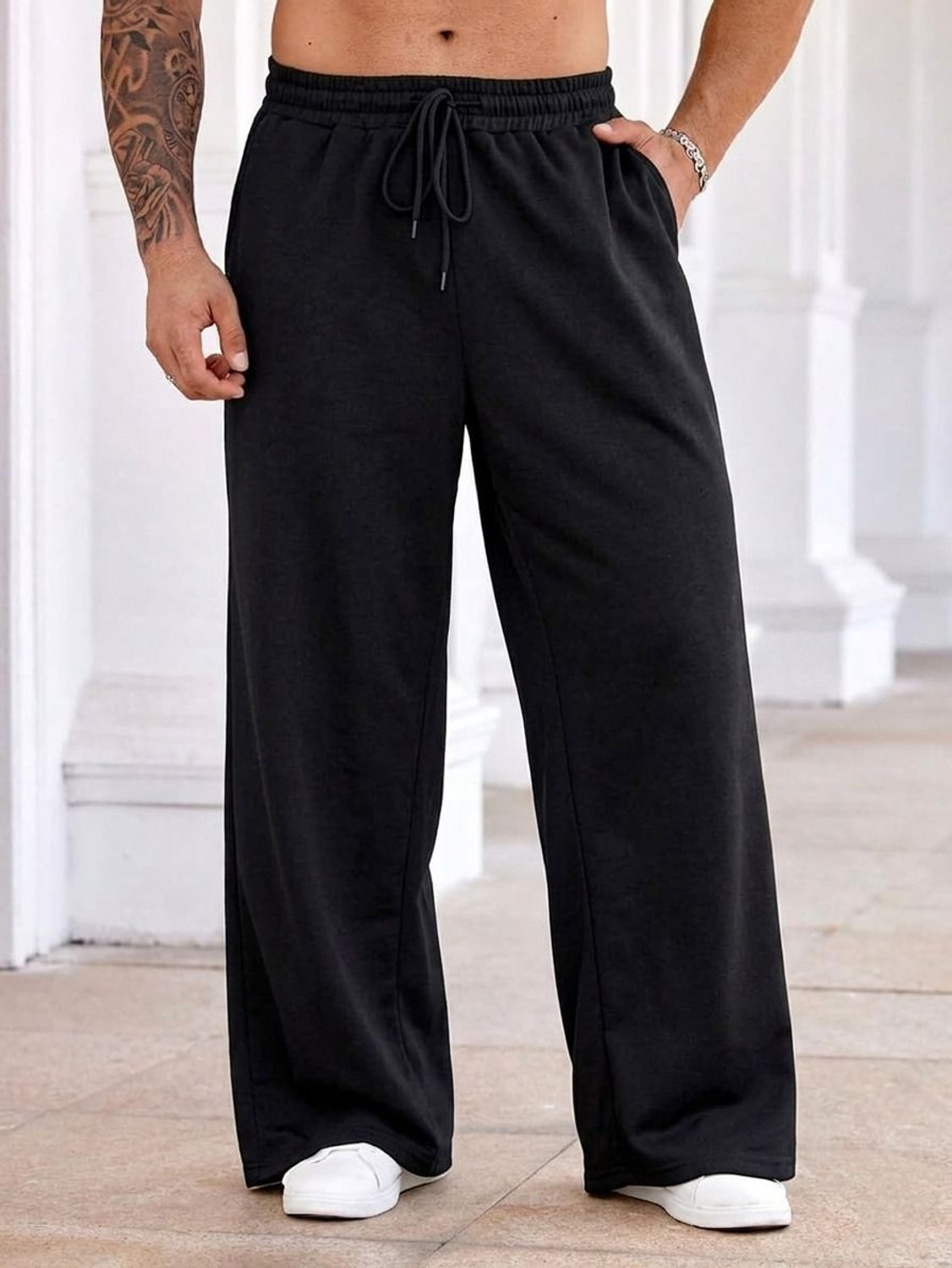 Image of FLYcollection Striped Men Black Track Pants