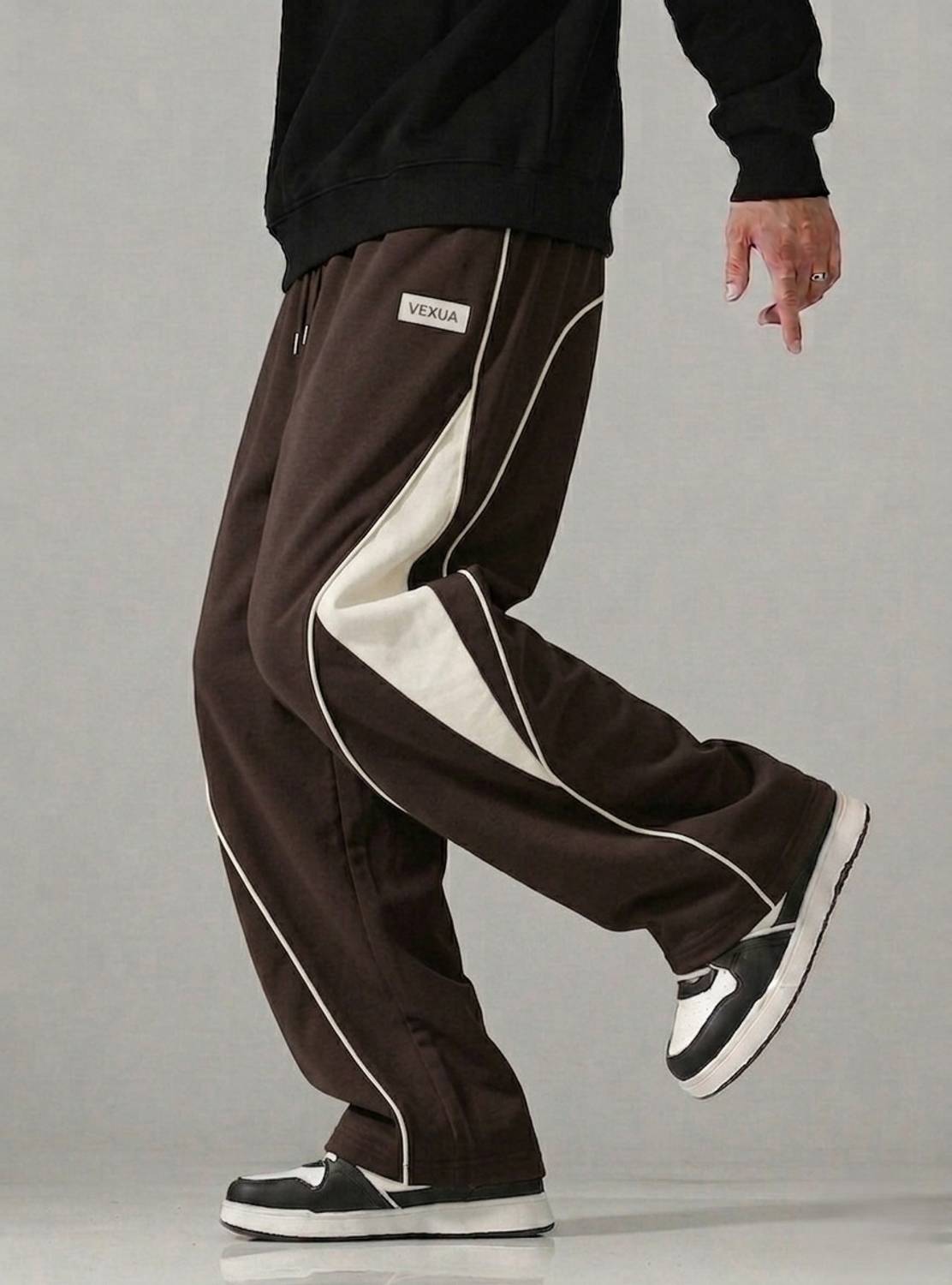 VEXUA Colorblock Men Brown Track Pants