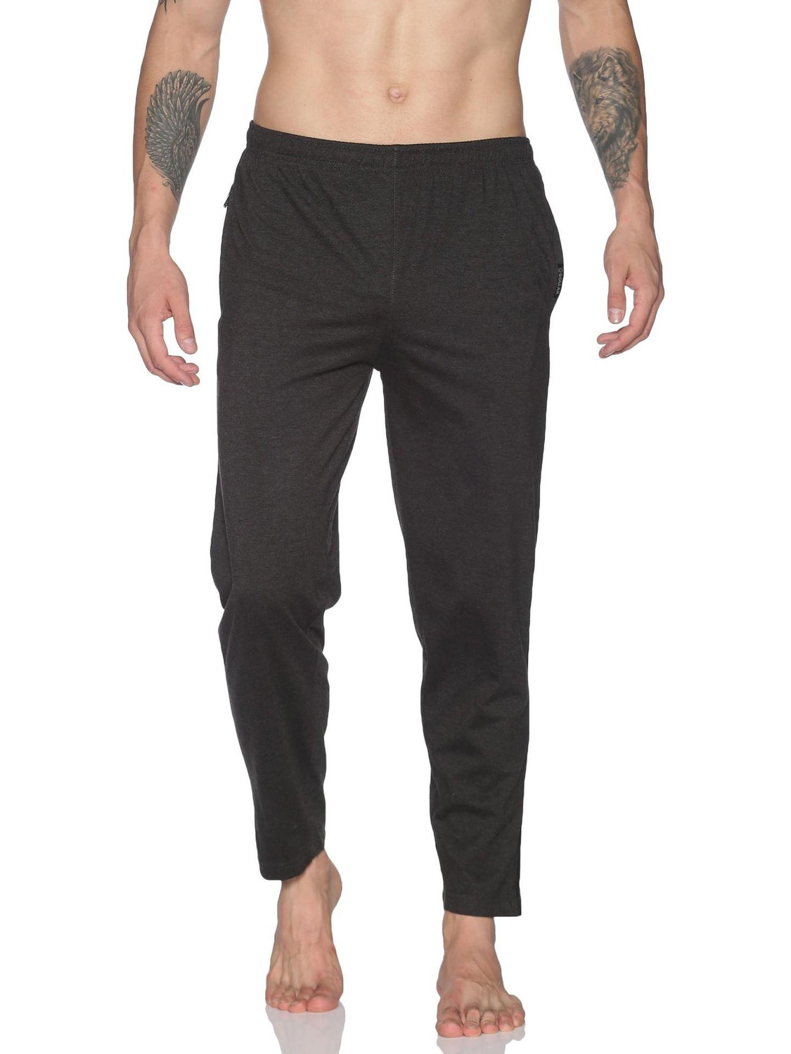 Image of Dollar Cotton rich fabric Solid Solid Men Grey Track Pants