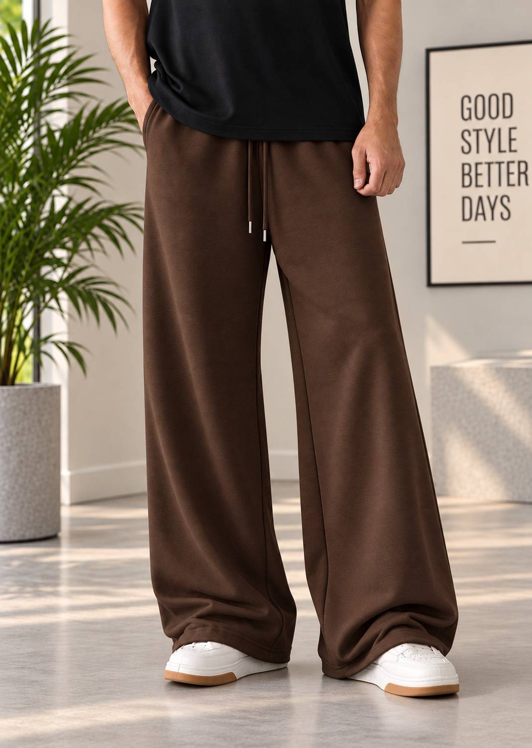 Sanvali Saloni Solid Men Brown Track Pants - Image 1