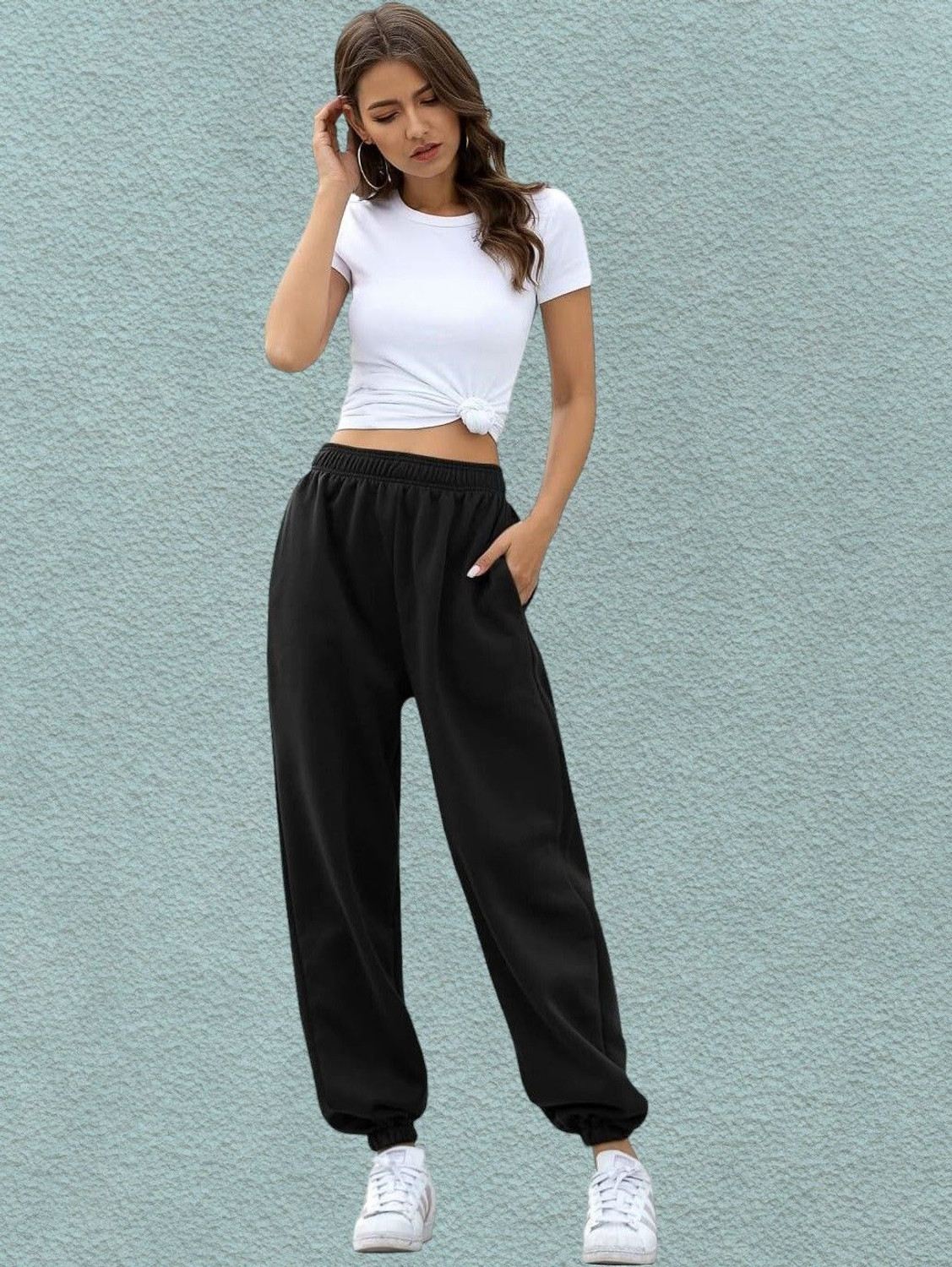 Image of Q-Rious Solid Women Black Track Pants