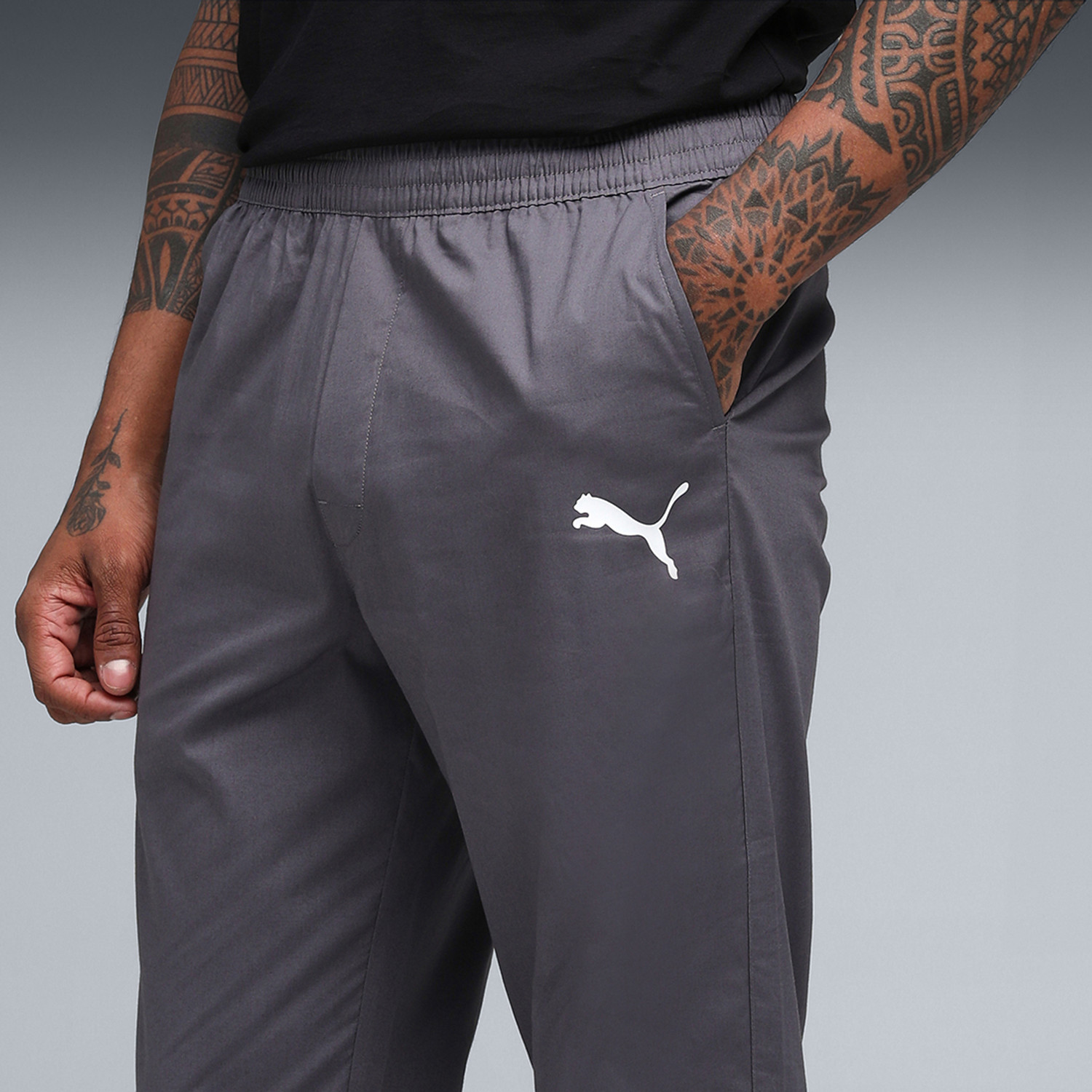 Image of PUMA Solid Men Grey Track Pants