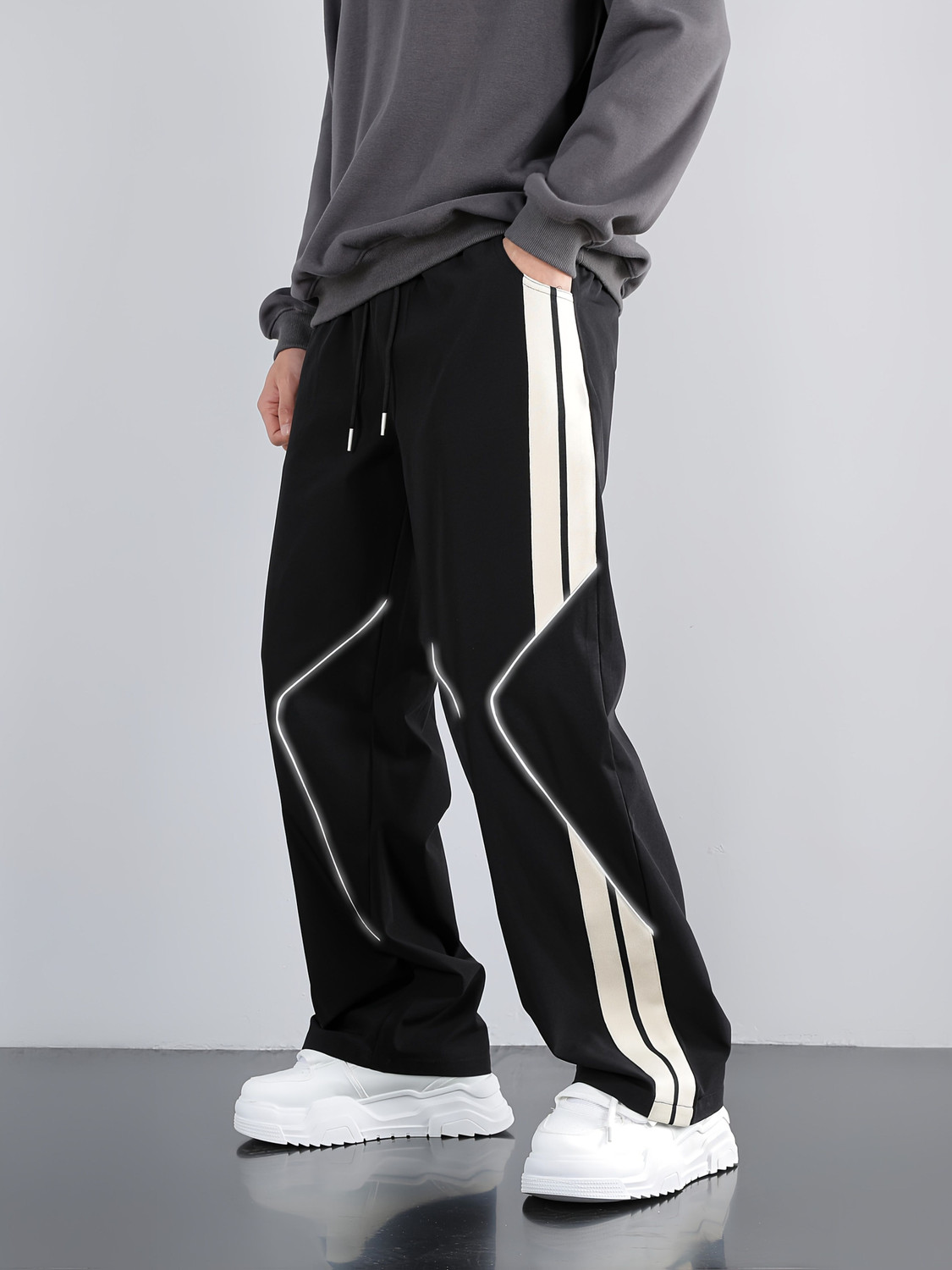 Image of JERKYN Striped Men Black Track Pants