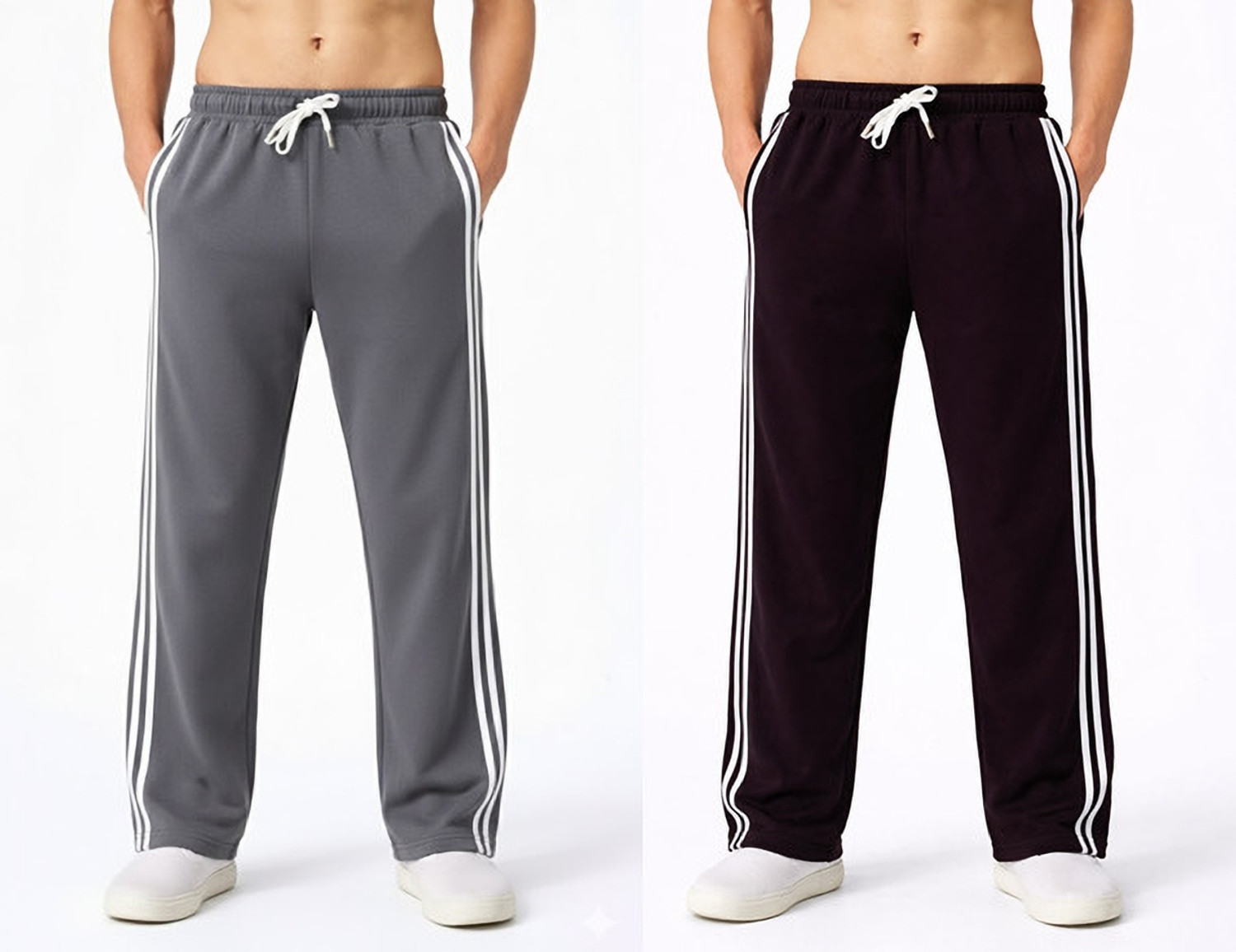 Image of oolestore Striped Men Black, Grey Track Pants