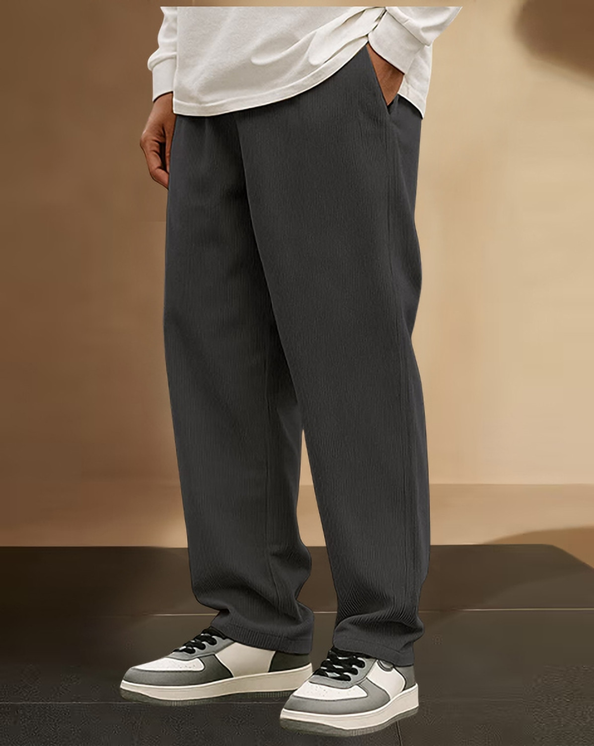 Image of METRONAUT Regular Fit Men Grey Trousers