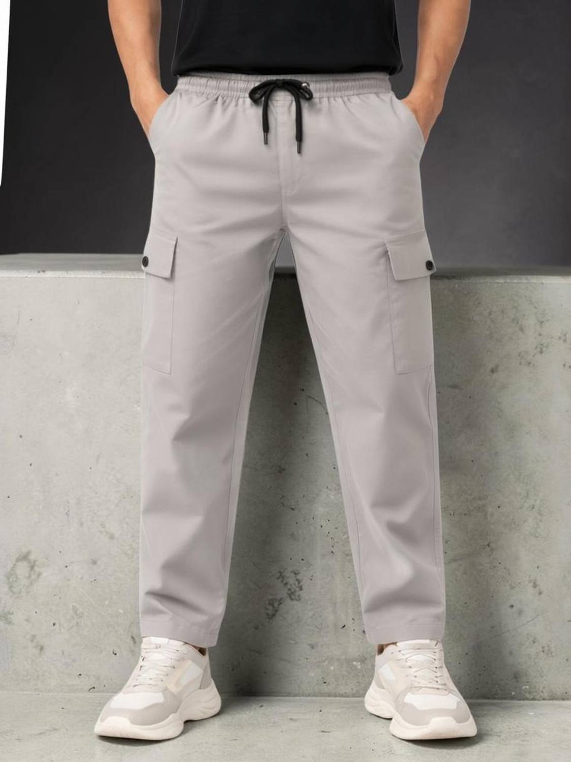 BISHWAAS Solid Men Beige Track Pants