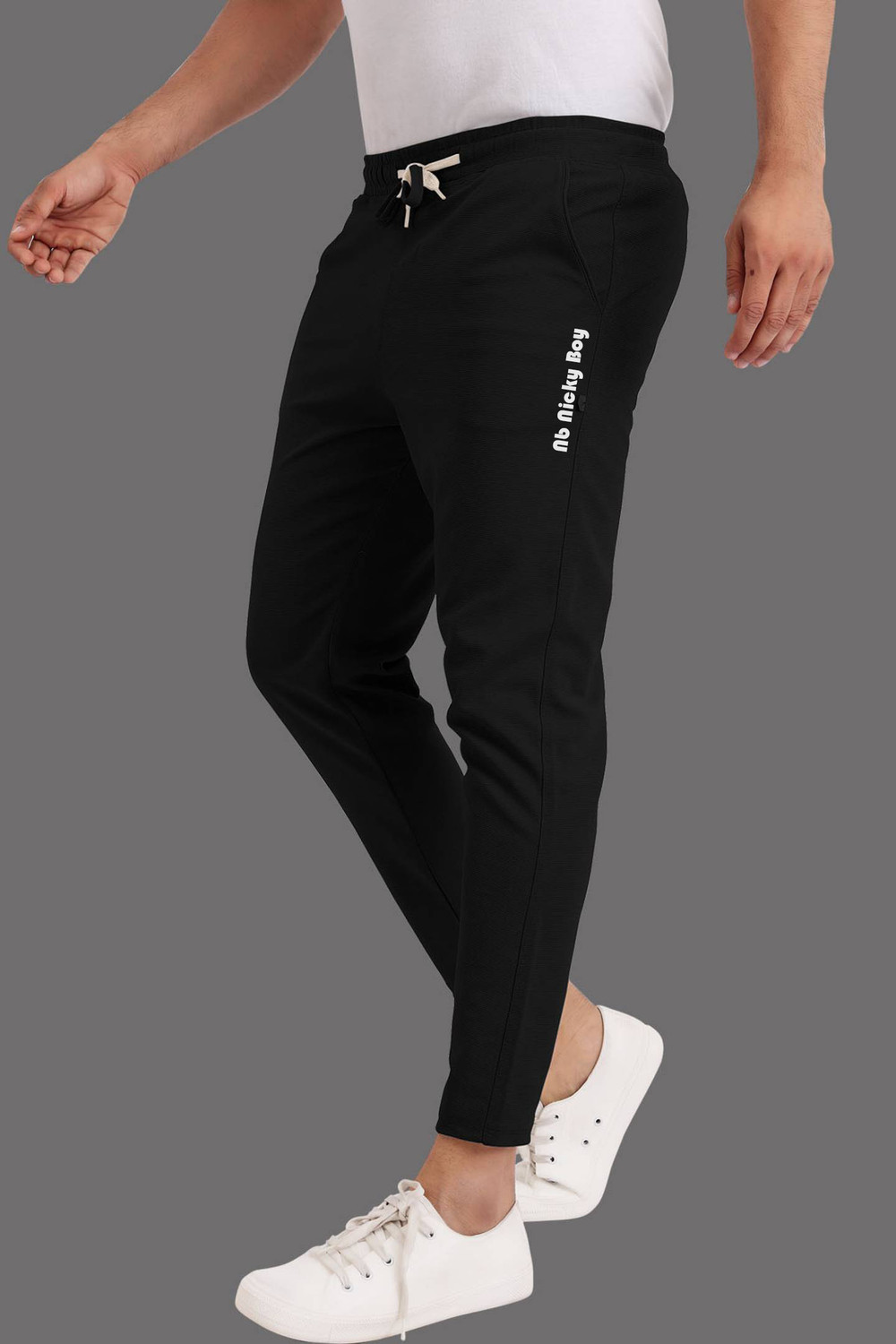 Image of NB NICKY BOY Solid Men Black Track Pants