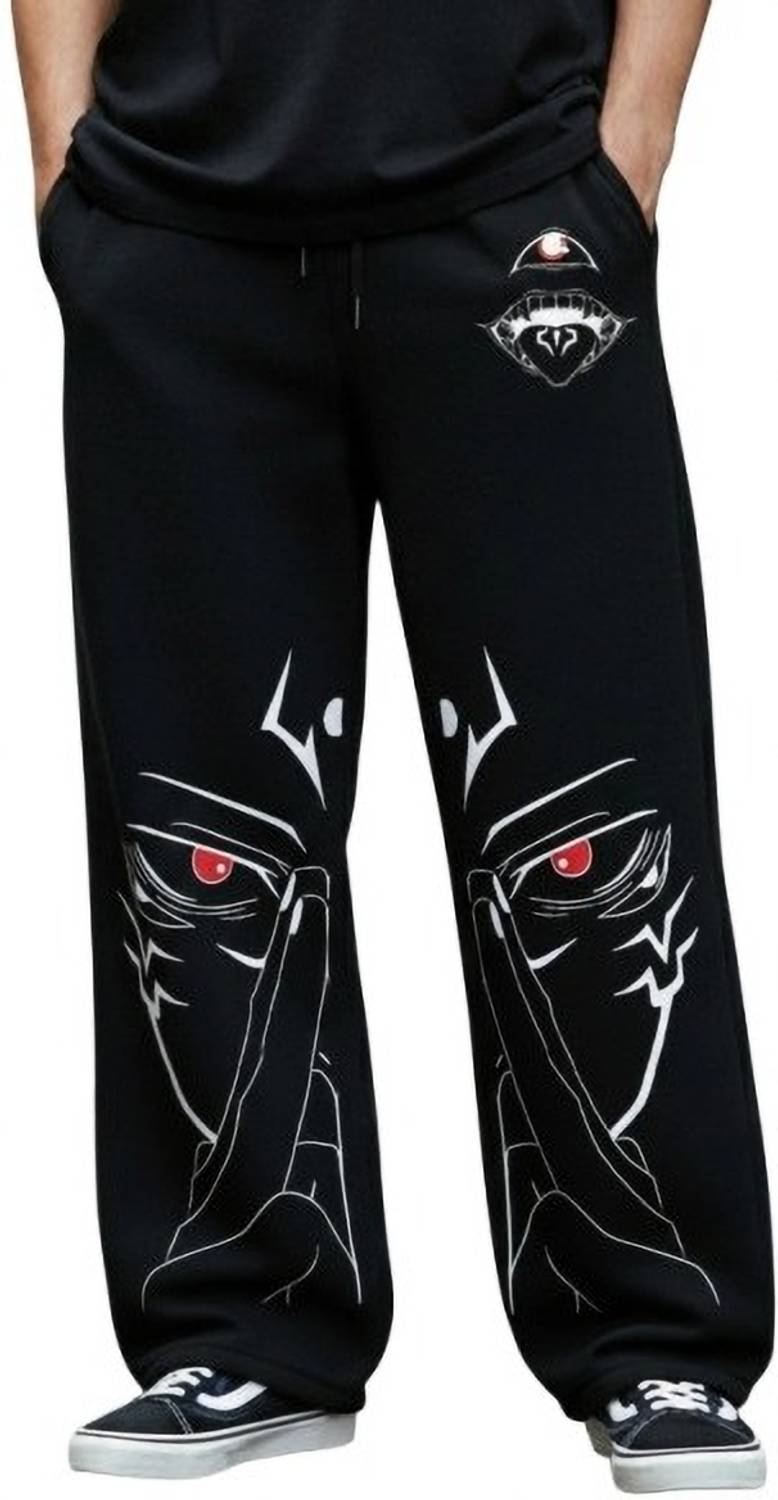 VisorUp Men's Graphic Print Black Track Pants - Image 1