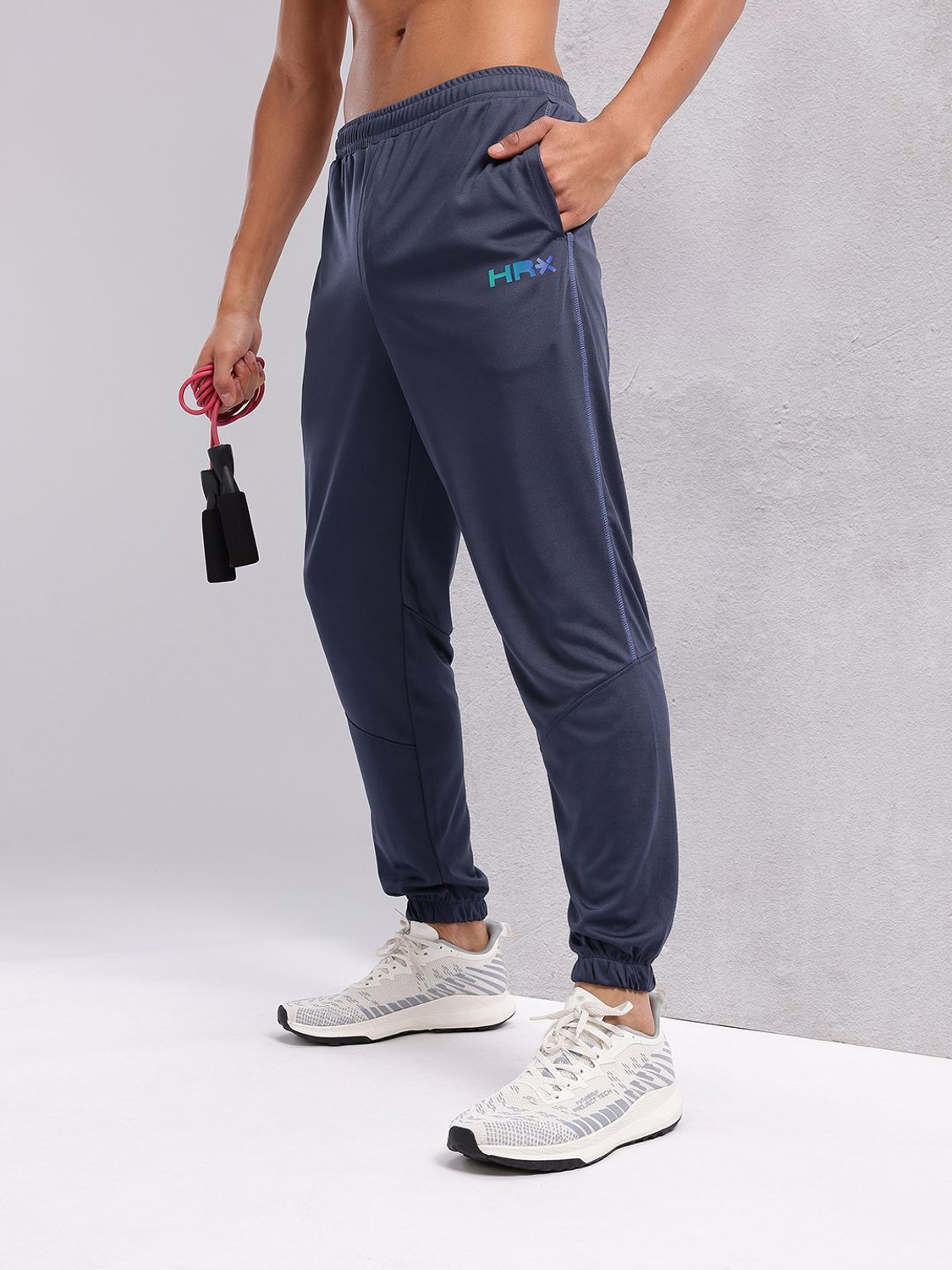 Image of HRX by Hrithik Roshan Colorblock Men Blue Track Pants