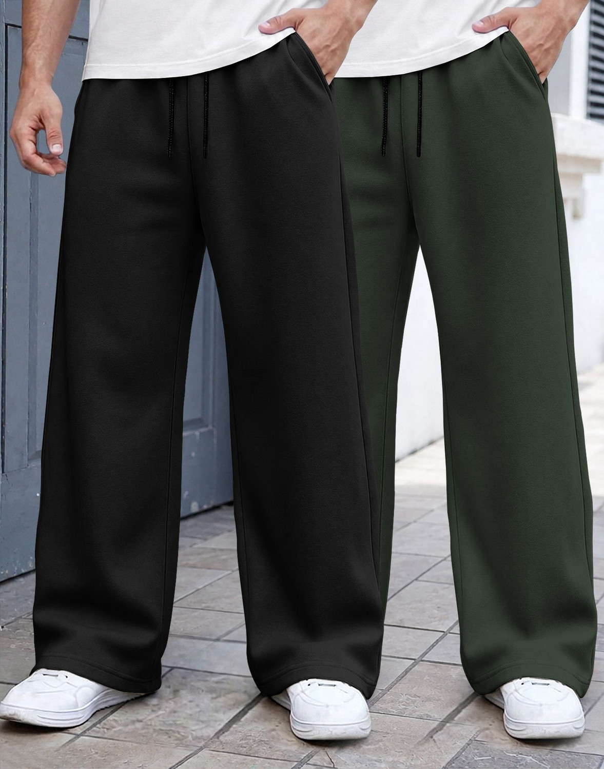 Image of MADBROS Solid Men Black, Olive Track Pants