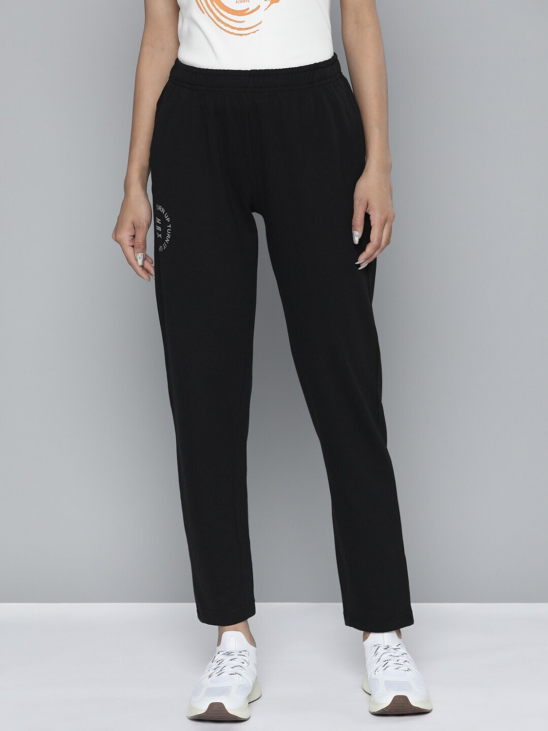 Image of HRX by Hrithik Roshan Solid Women Black Track Pants