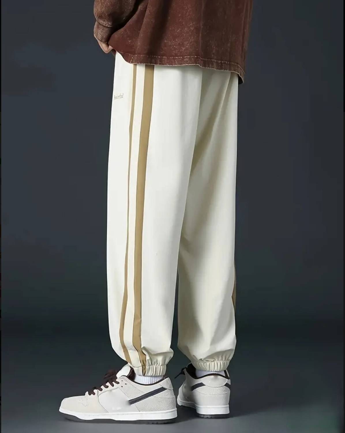 HFTRAKZWEAR Striped Beige Track Pants - Image 2