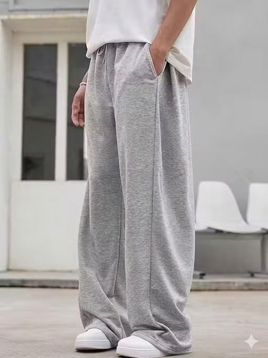 Image of IESHNE LIFESTYLE Solid Men Grey Track Pants