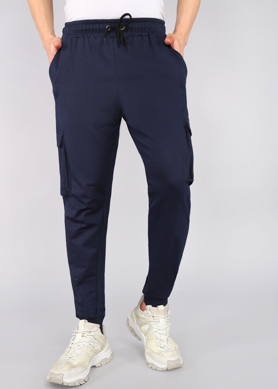 Image of Moda Rapido Solid Men Dark Blue Track Pants