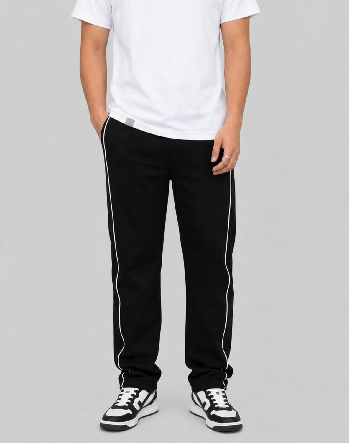 Image of Blacktail Striped Men Black Track Pants