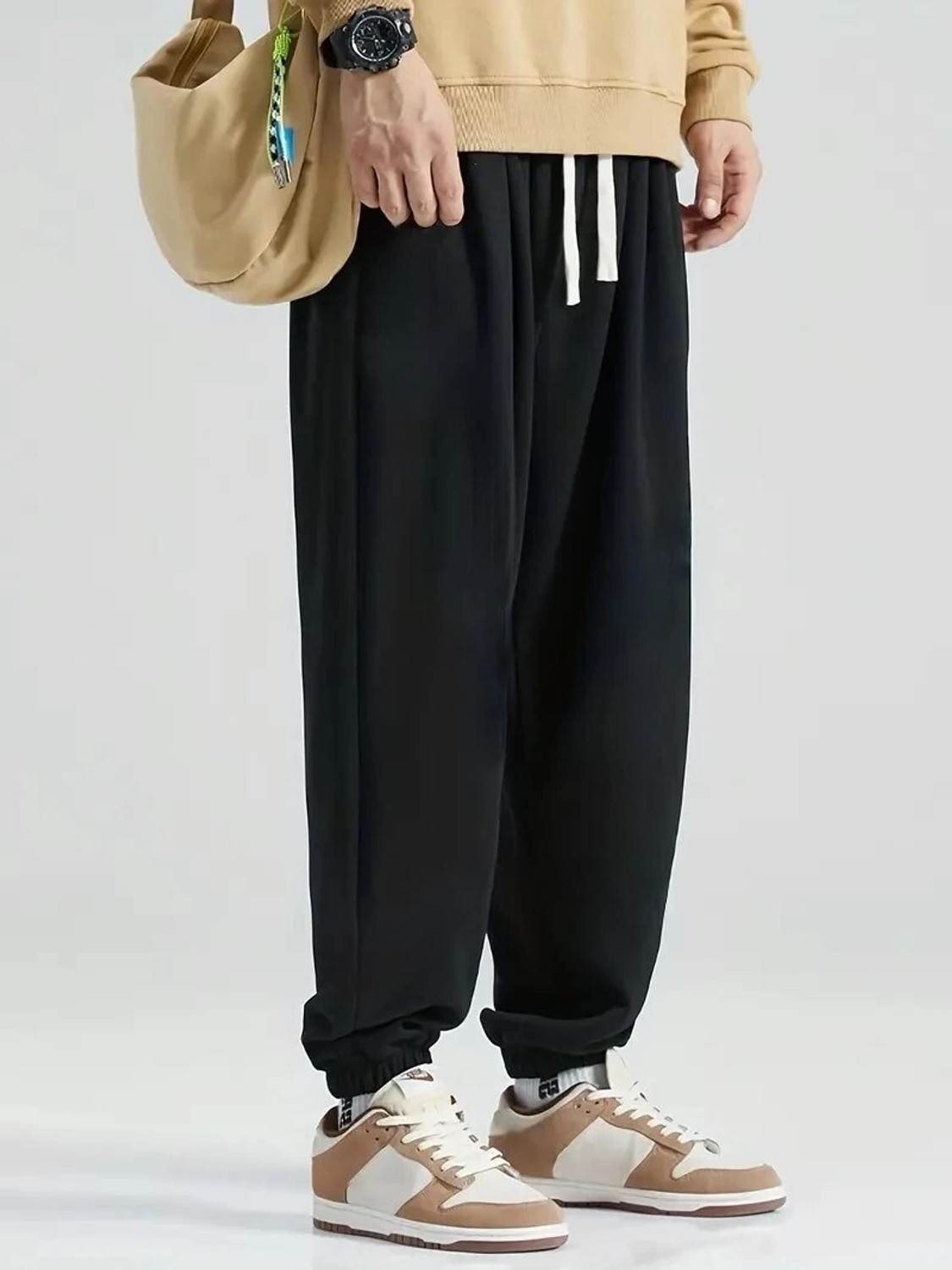 Image of Dockstreet Solid Men Black Track Pants
