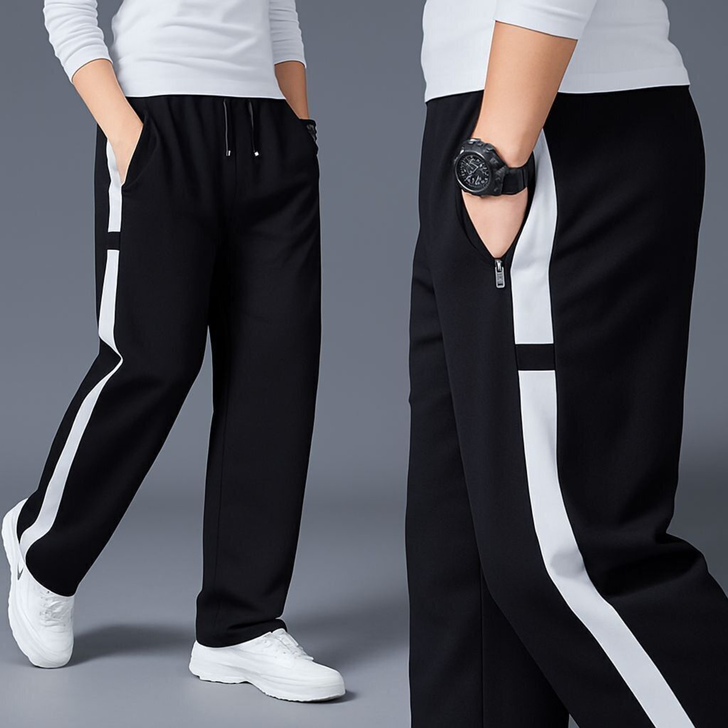 Image of Divkush Striped Men Black Track Pants