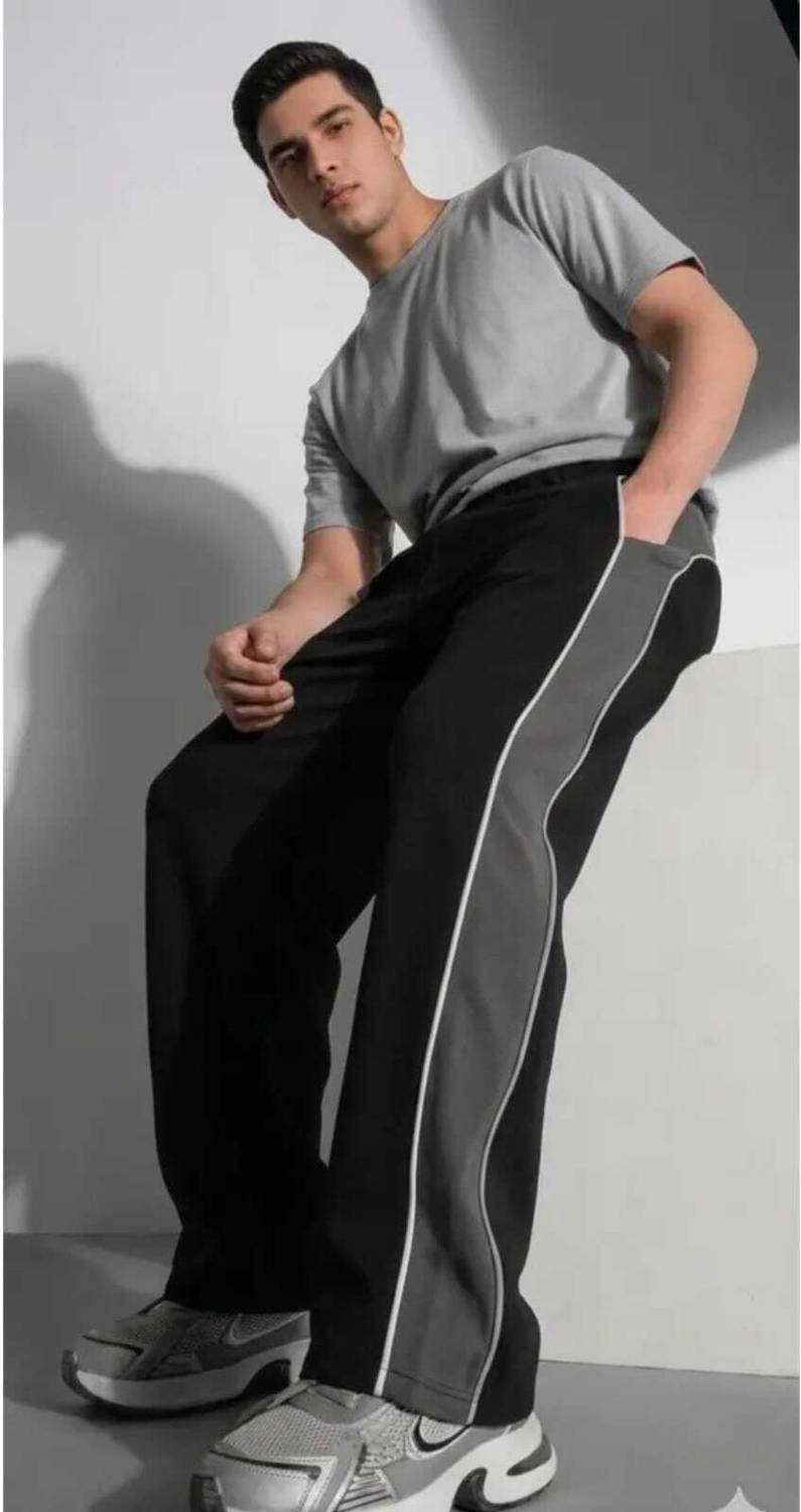 ZSenterprises Colorblock Men Black Grey Track Pants