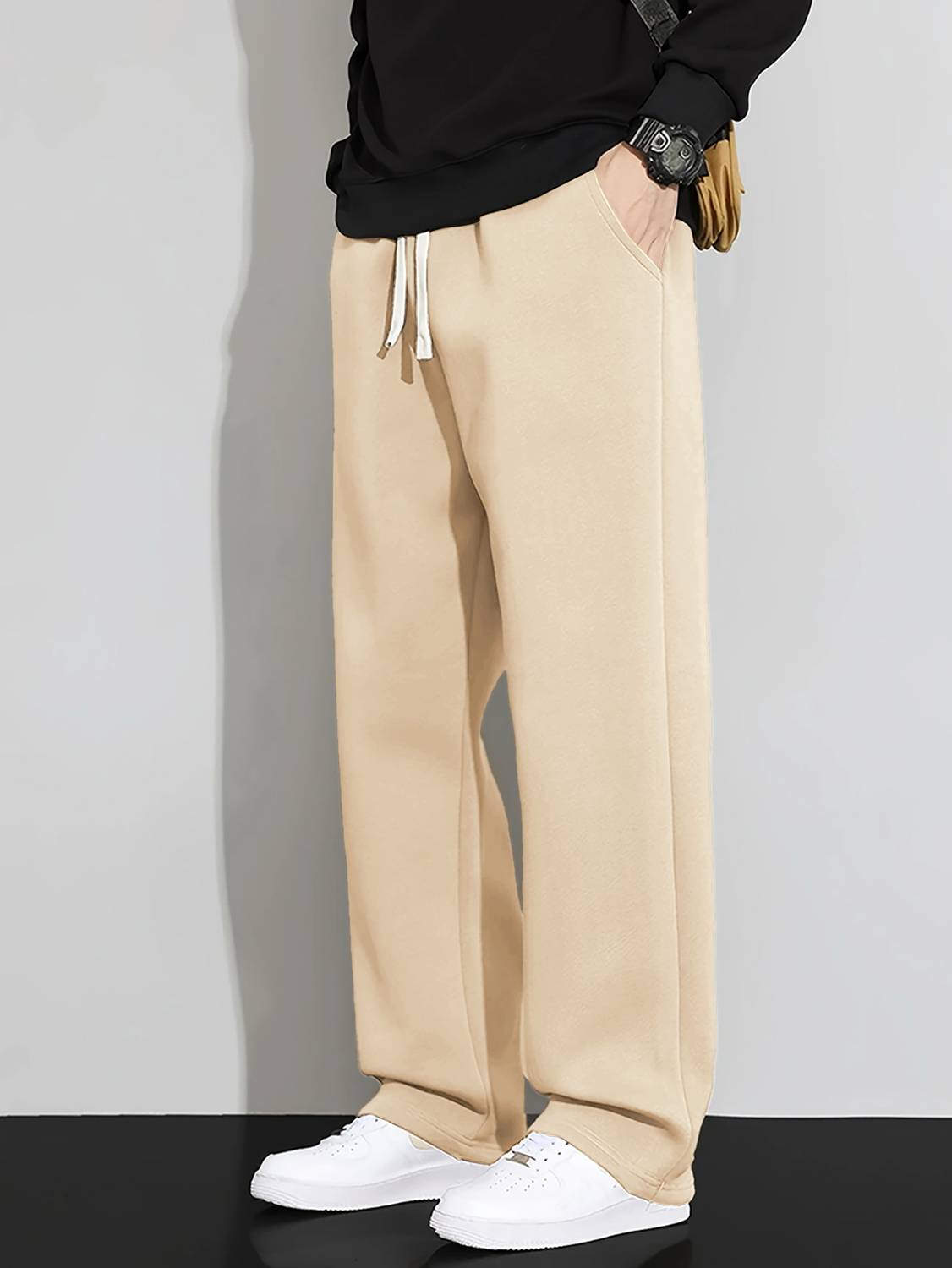 JexPuti Men Beige Track Pants - Image 1