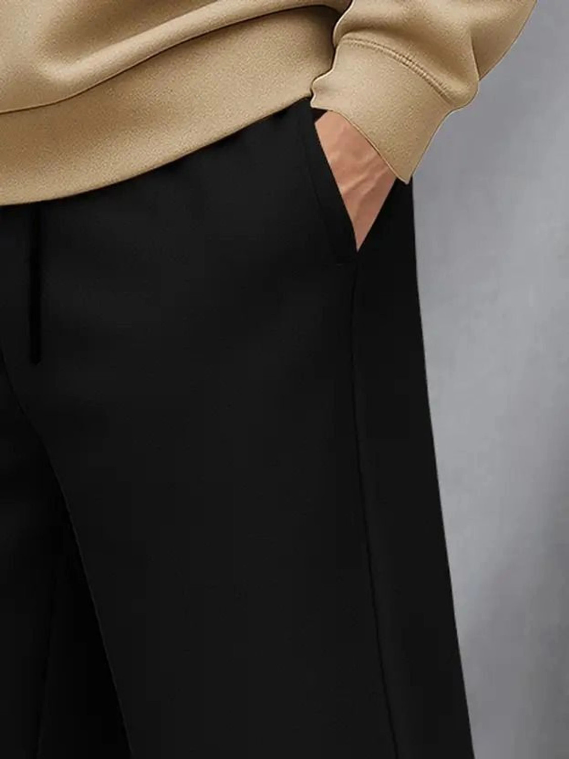 Image of VisorUp Solid Men Black Track Pants