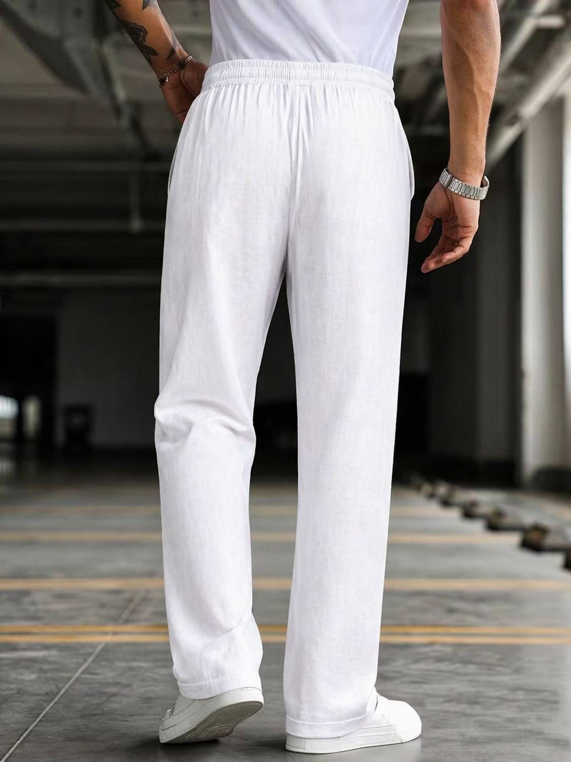 COMBRAIDED Men Comfort Fit White Polyester Trousers - Image 5