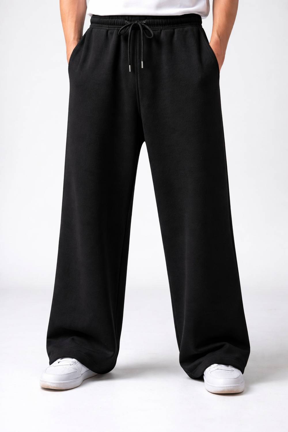 HUSTLEWELL Loose Fit Black Trousers - Image 1