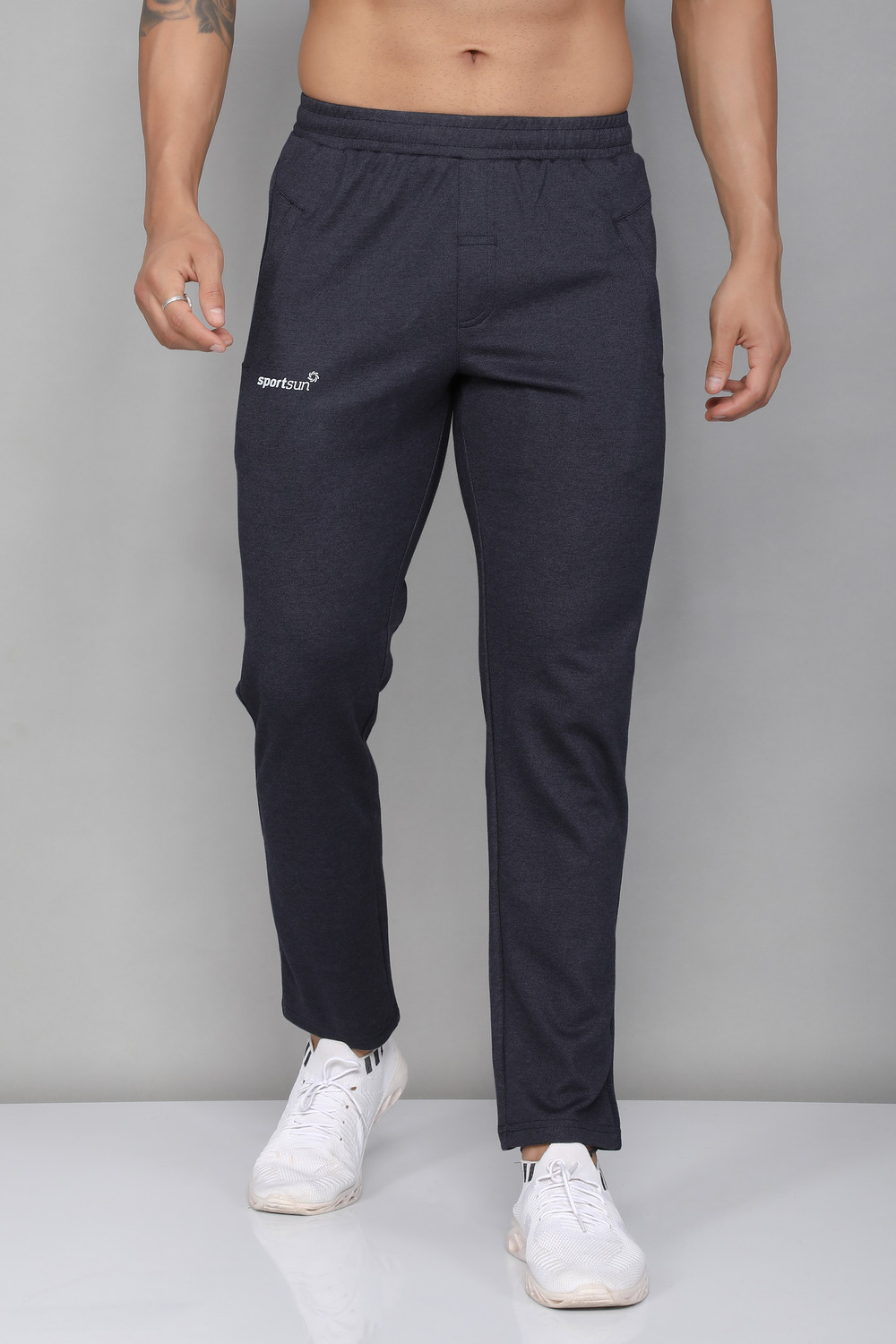 Image of Sport Sun Solid Men Grey Track Pants