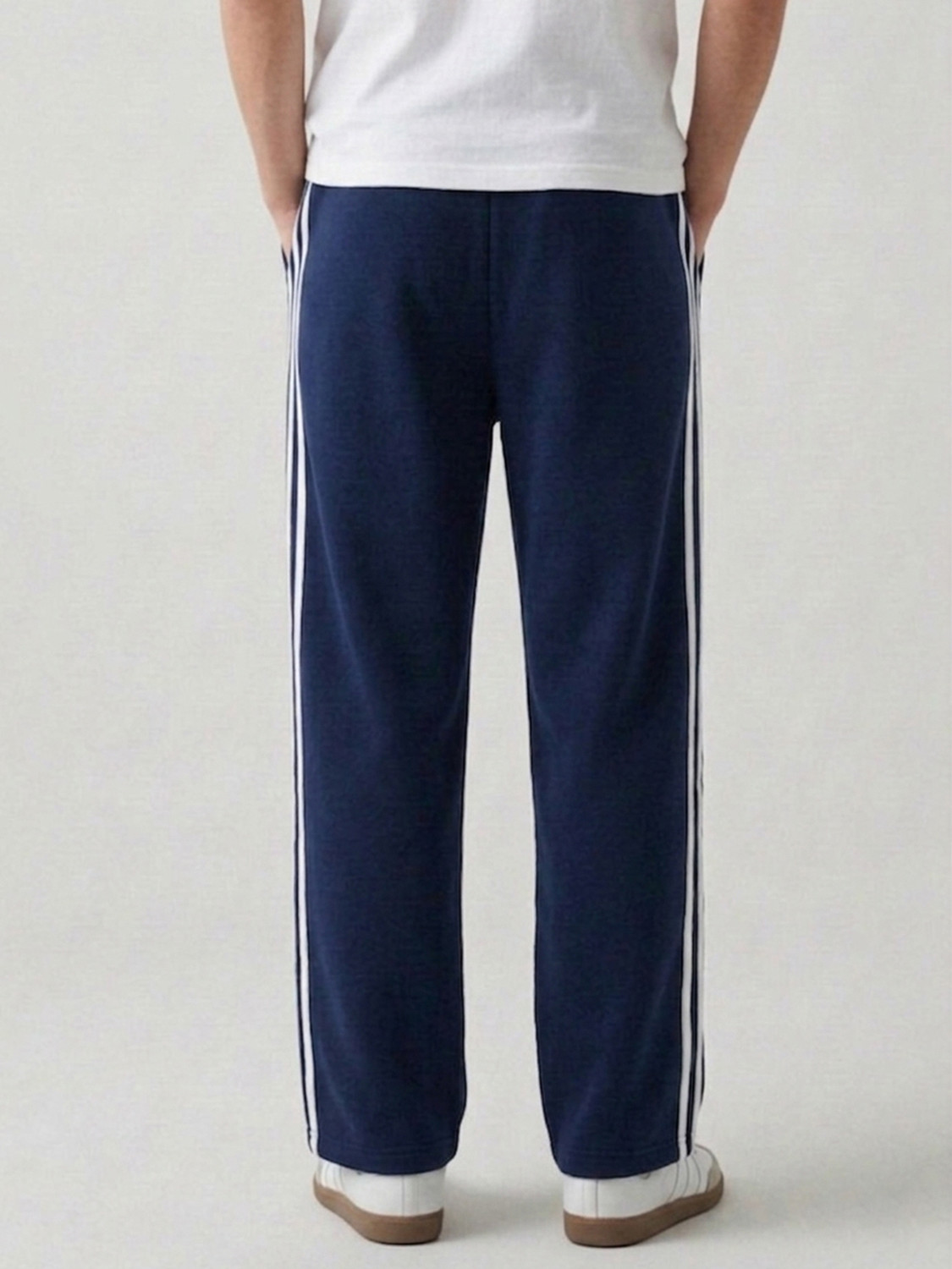 Image of MEKNYE Striped Men Dark Blue Track Pants