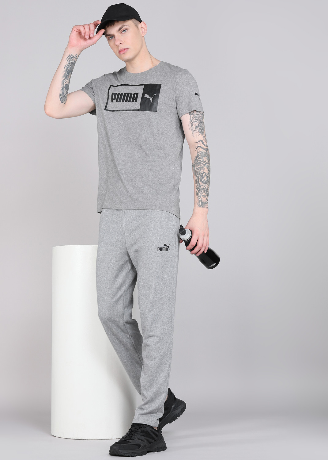 Image of PUMA Men Solid Grey Track Pants