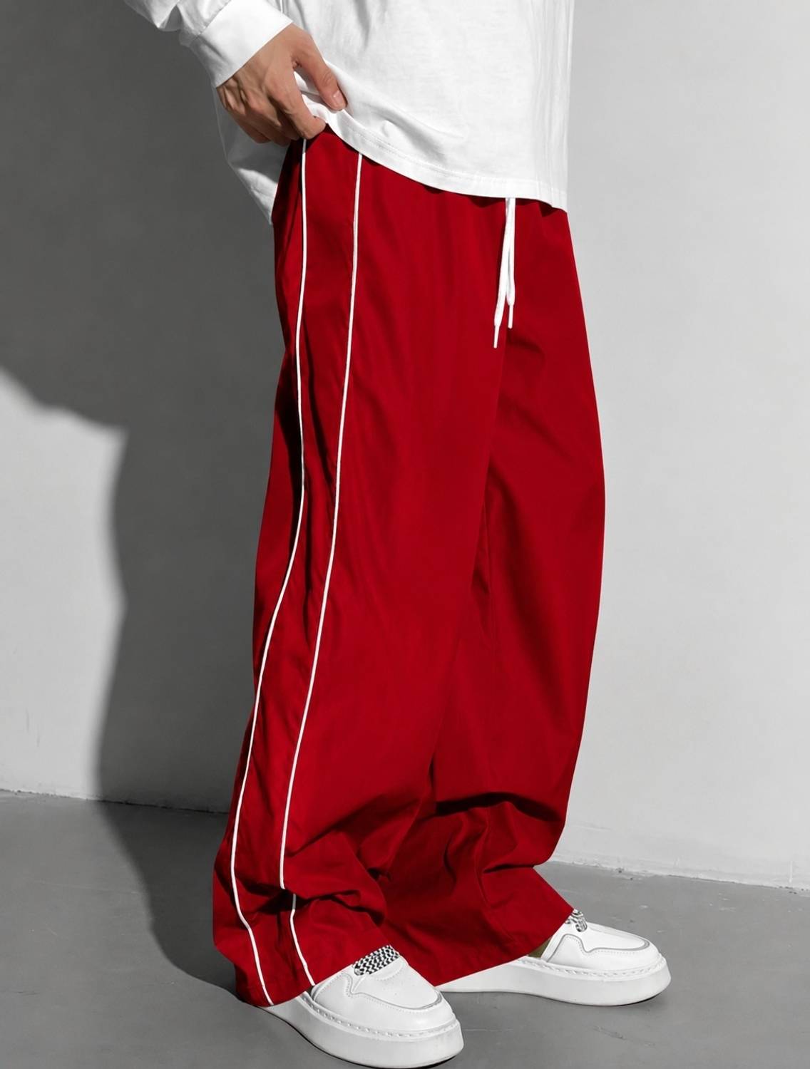 INCHEON Solid Men Red Track Pants - Image 3