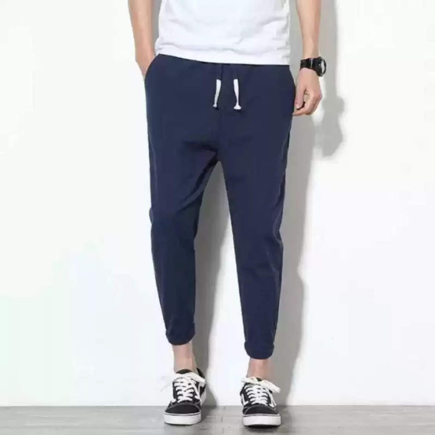 Image of DESIGN DEMO Solid Men Blue Track Pants