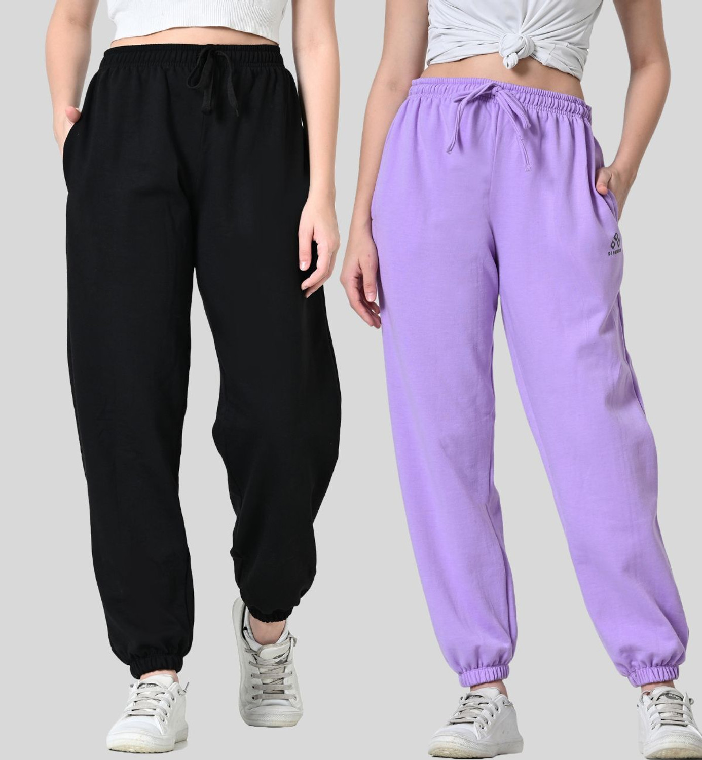 Alza Solid Women Black, Purple Track Pants