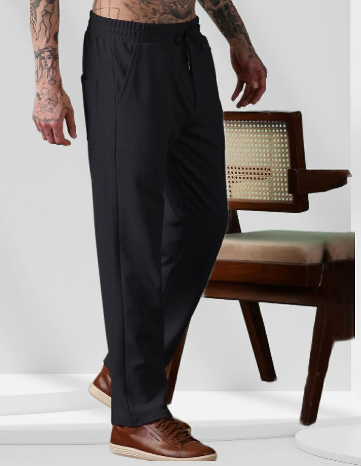Image of METRONAUT Solid Men Black Track Pants