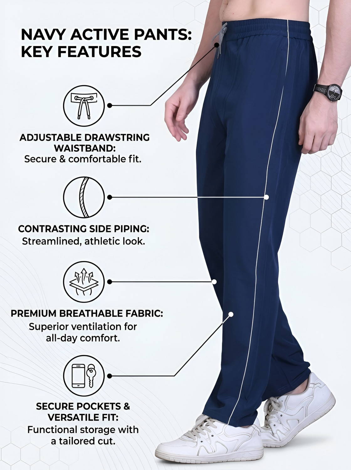 Image of RARE TIMES Solid Men Blue Track Pants