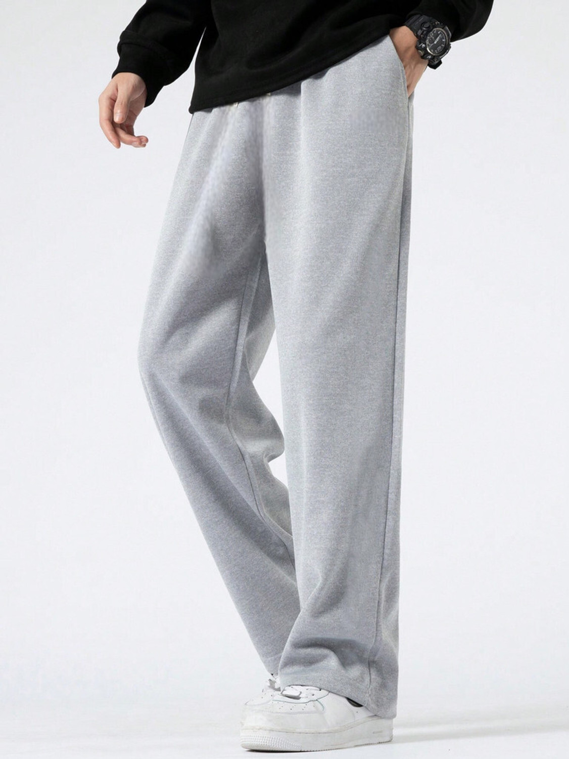 Image of FLYcollection Solid Men Grey Track Pants